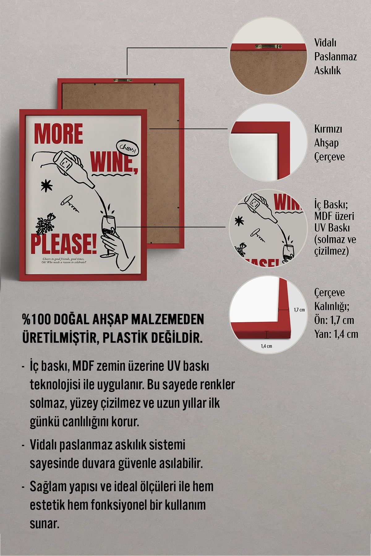 HOMEPACK Ahşap Çerçeveli Tablo Çerçeveli Poster Sanatsal Modern Duvar Dekoru BEK-8041