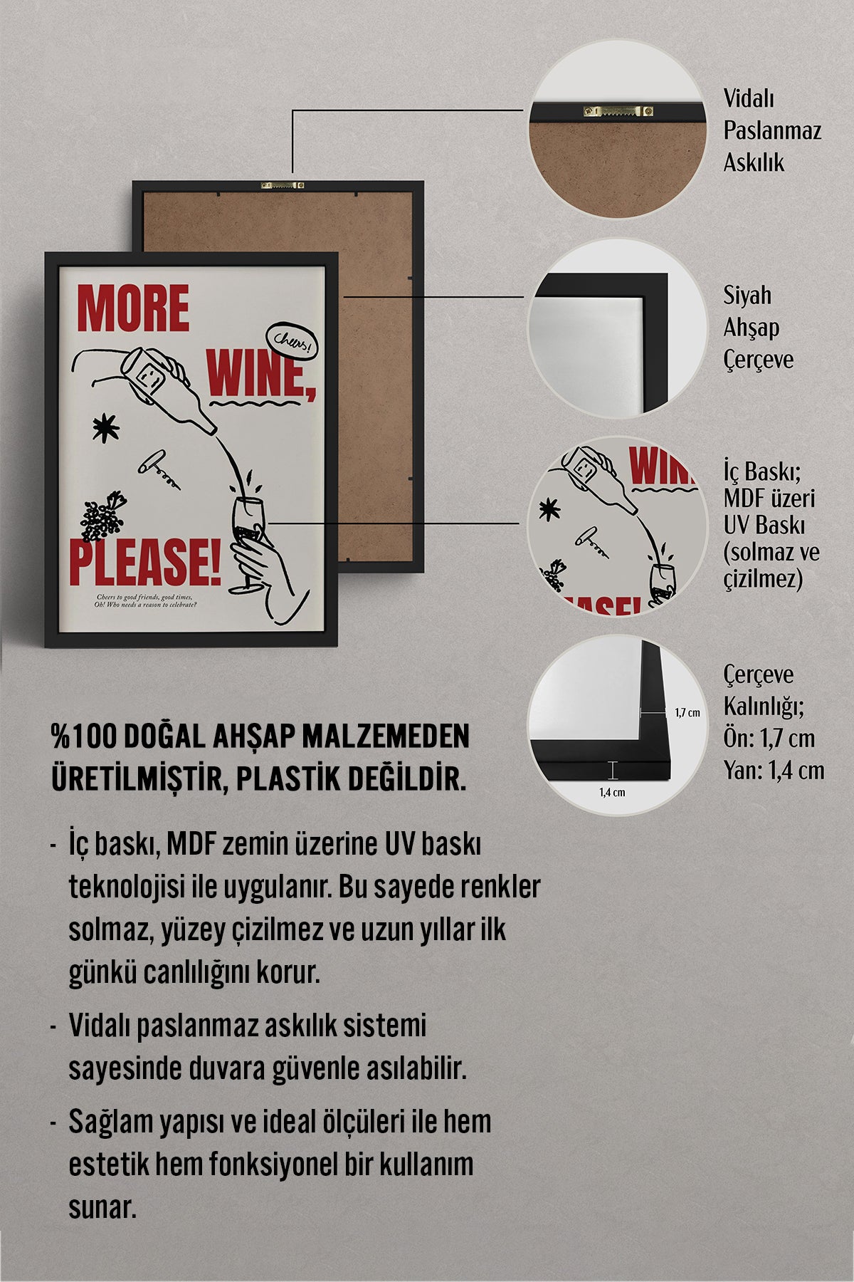 HOMEPACK Ahşap Çerçeveli Tablo Çerçeveli Poster Sanatsal Modern Duvar Dekoru BEK-8041