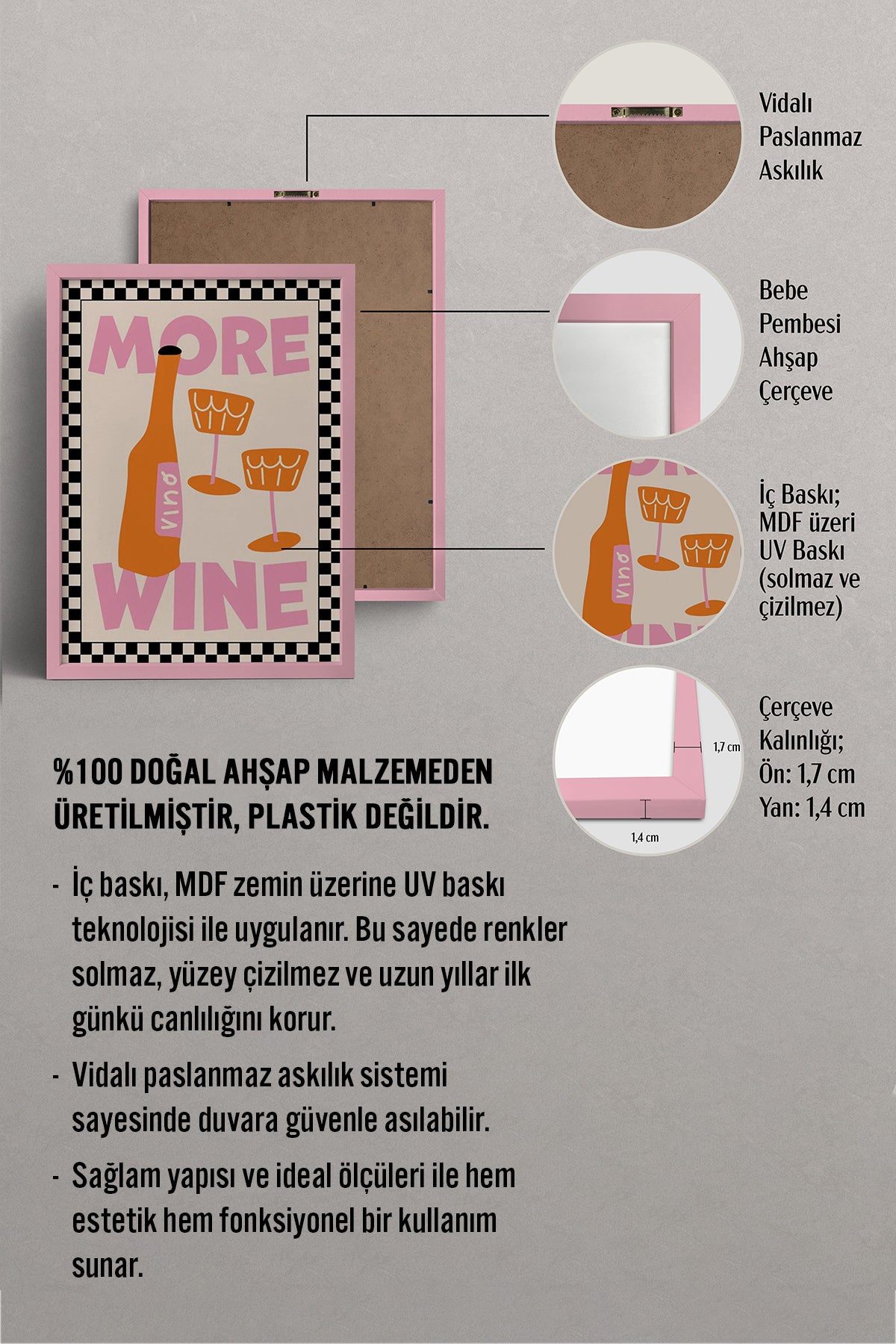HOMEPACK Ahşap Çerçeveli Tablo Çerçeveli Poster Sanatsal Modern Duvar Dekoru BEK-8042