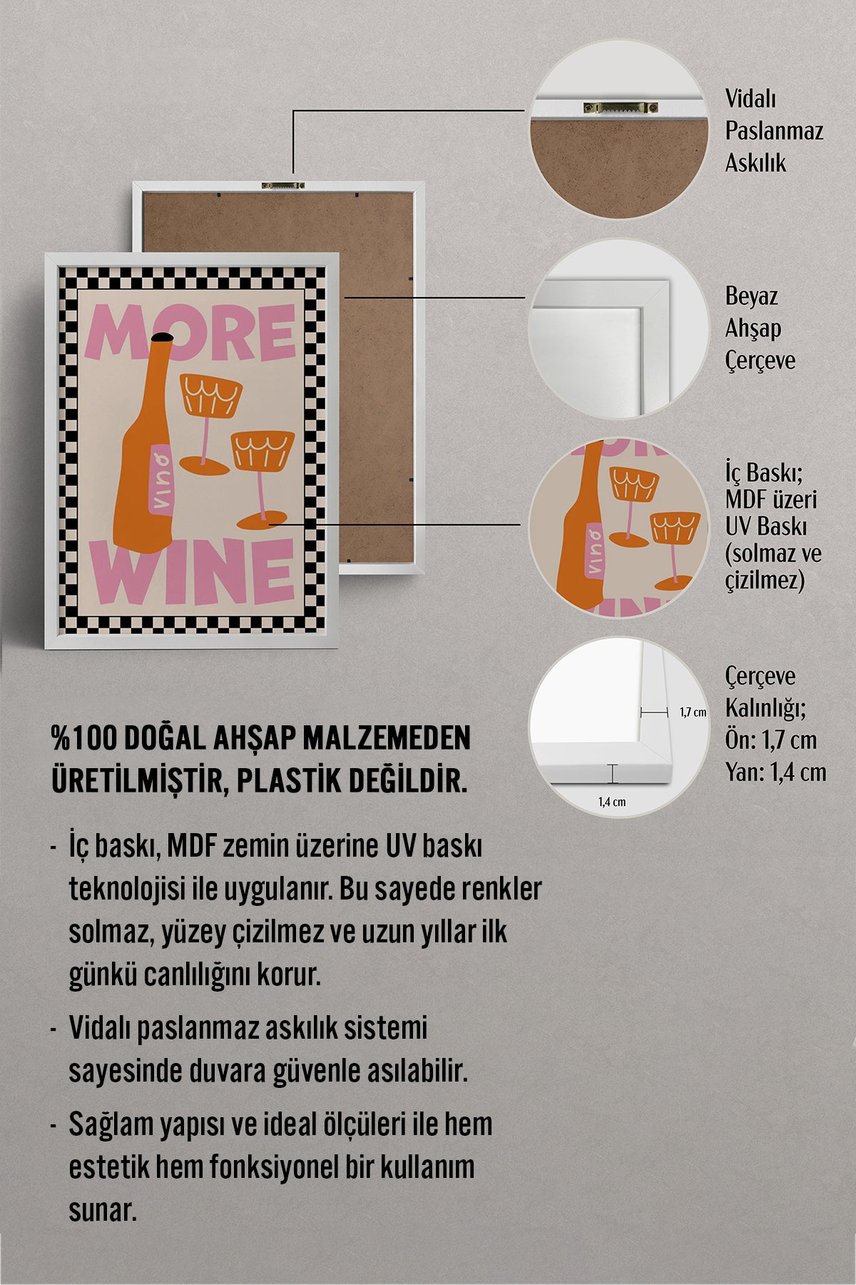 HOMEPACK Ahşap Çerçeveli Tablo Çerçeveli Poster Sanatsal Modern Duvar Dekoru BEK-8042