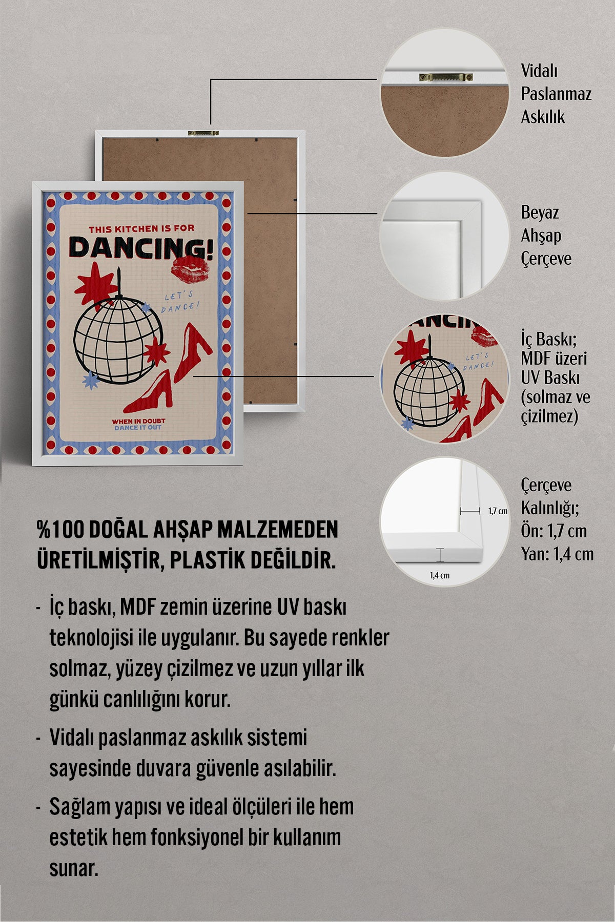 HOMEPACK Ahşap Çerçeveli Tablo Çerçeveli Poster Sanatsal Modern Duvar Dekoru BEK-8043