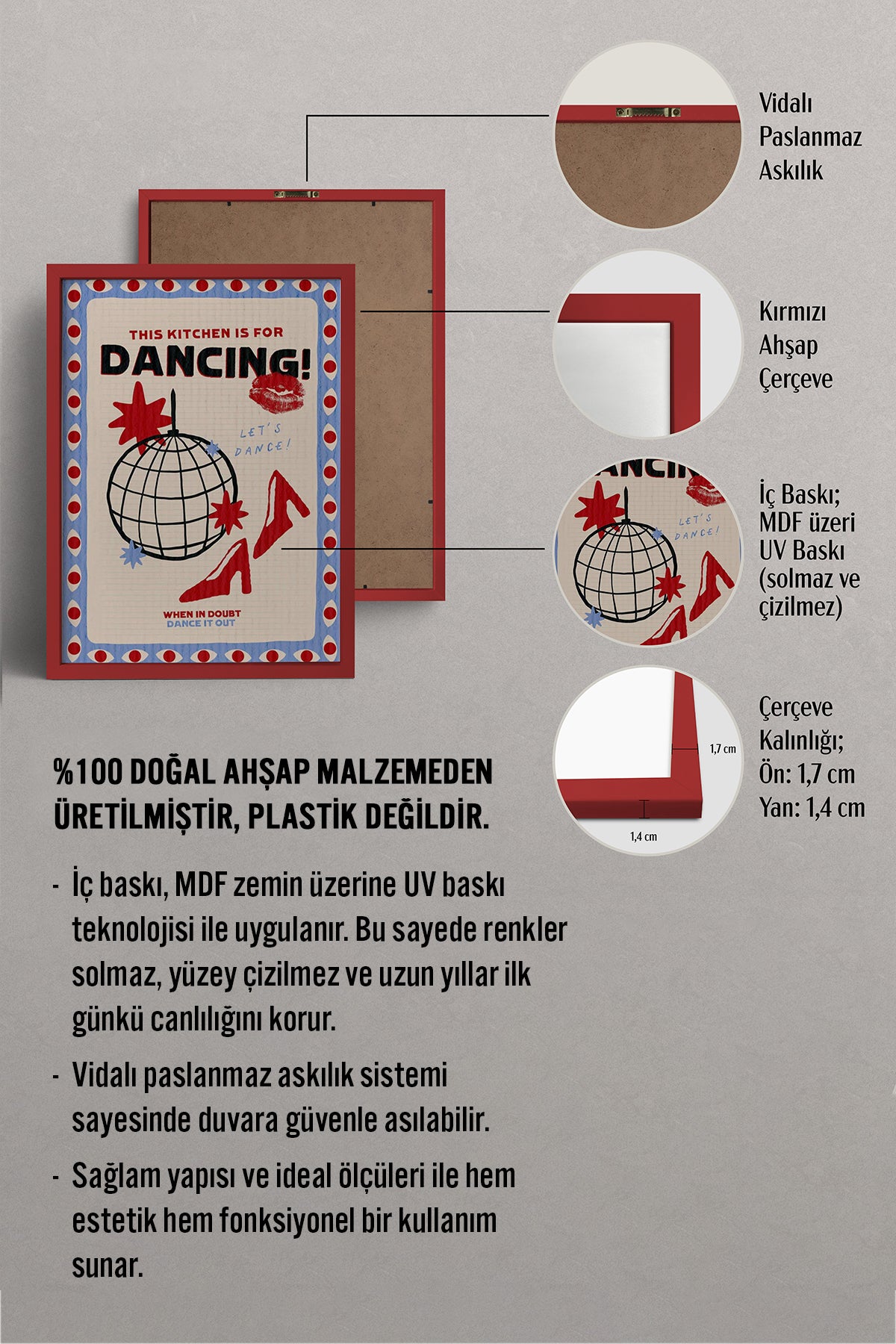 HOMEPACK Ahşap Çerçeveli Tablo Çerçeveli Poster Sanatsal Modern Duvar Dekoru BEK-8043