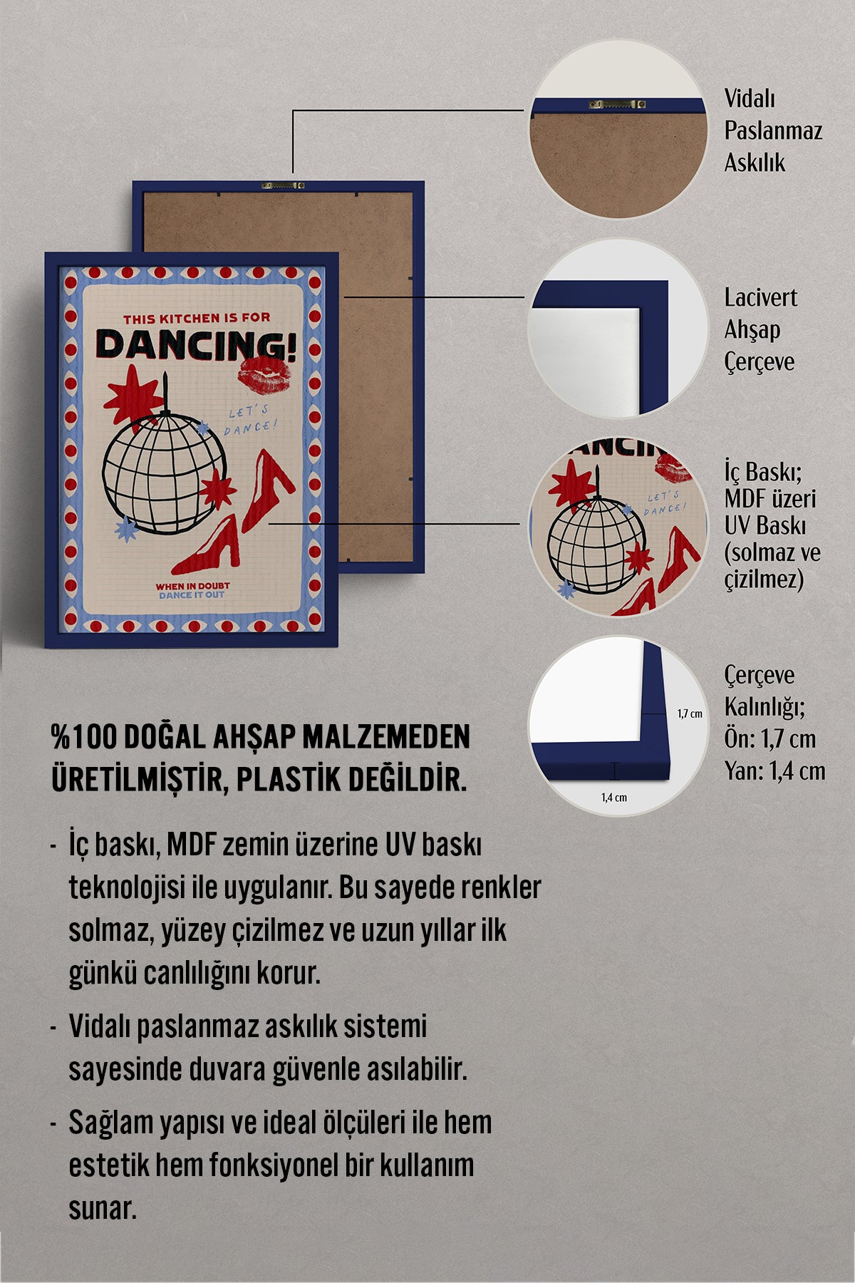 HOMEPACK Ahşap Çerçeveli Tablo Çerçeveli Poster Sanatsal Modern Duvar Dekoru BEK-8043