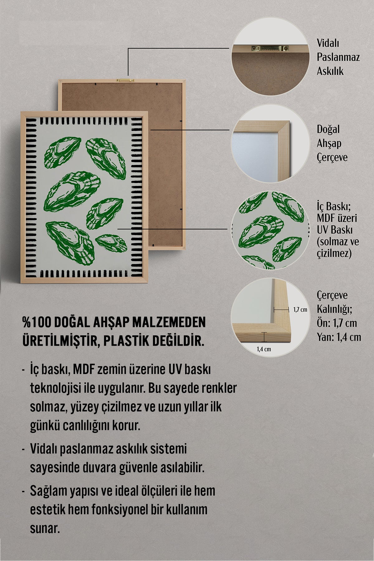 HOMEPACK Ahşap Çerçeveli Tablo Çerçeveli Poster Sanatsal Modern Duvar Dekoru BEK-8044
