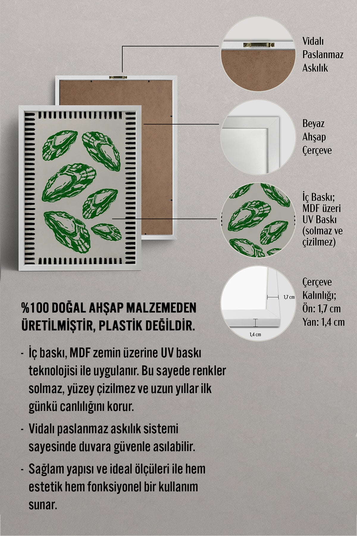 HOMEPACK Ahşap Çerçeveli Tablo Çerçeveli Poster Sanatsal Modern Duvar Dekoru BEK-8044