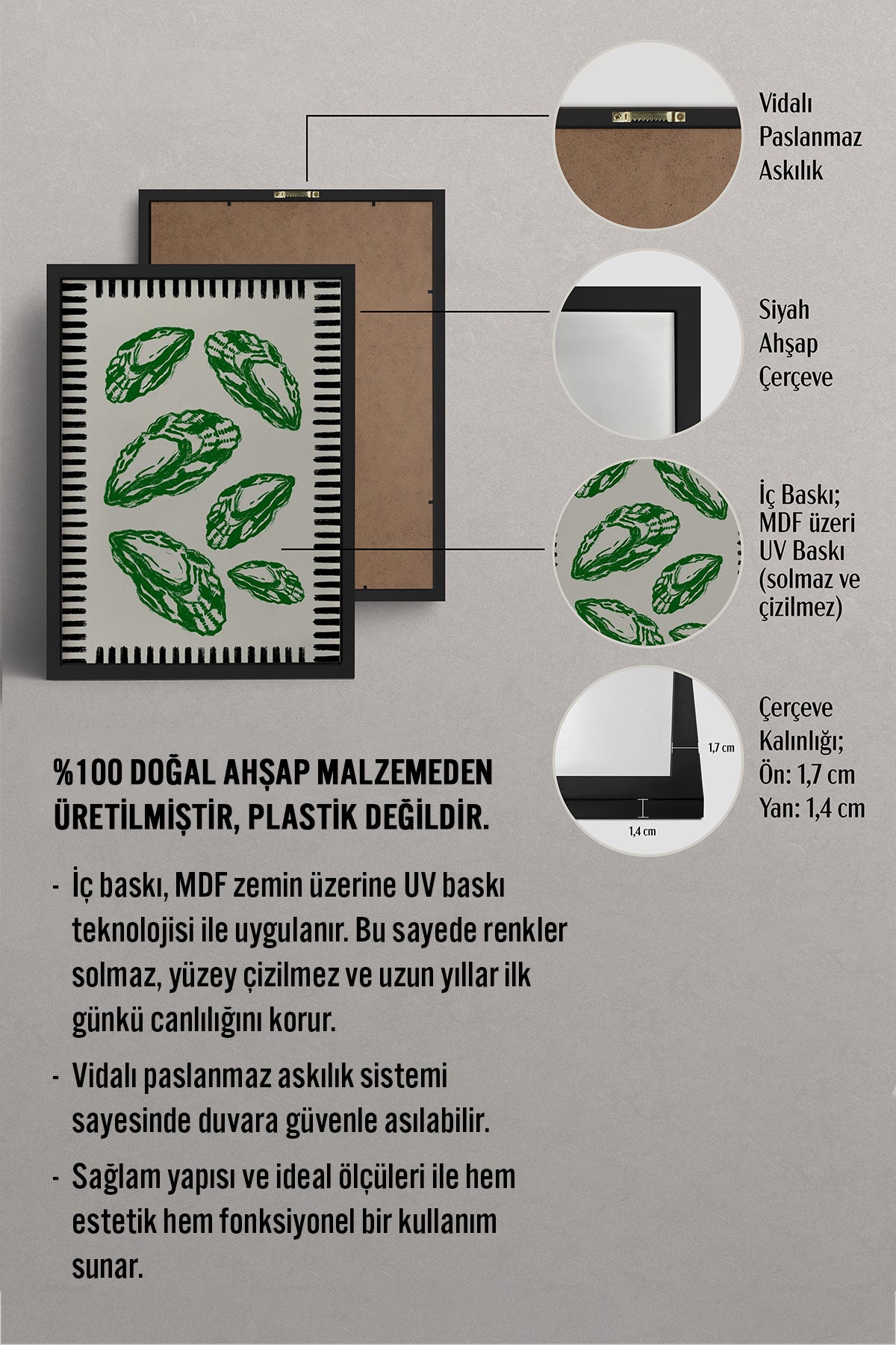 HOMEPACK Ahşap Çerçeveli Tablo Çerçeveli Poster Sanatsal Modern Duvar Dekoru BEK-8044