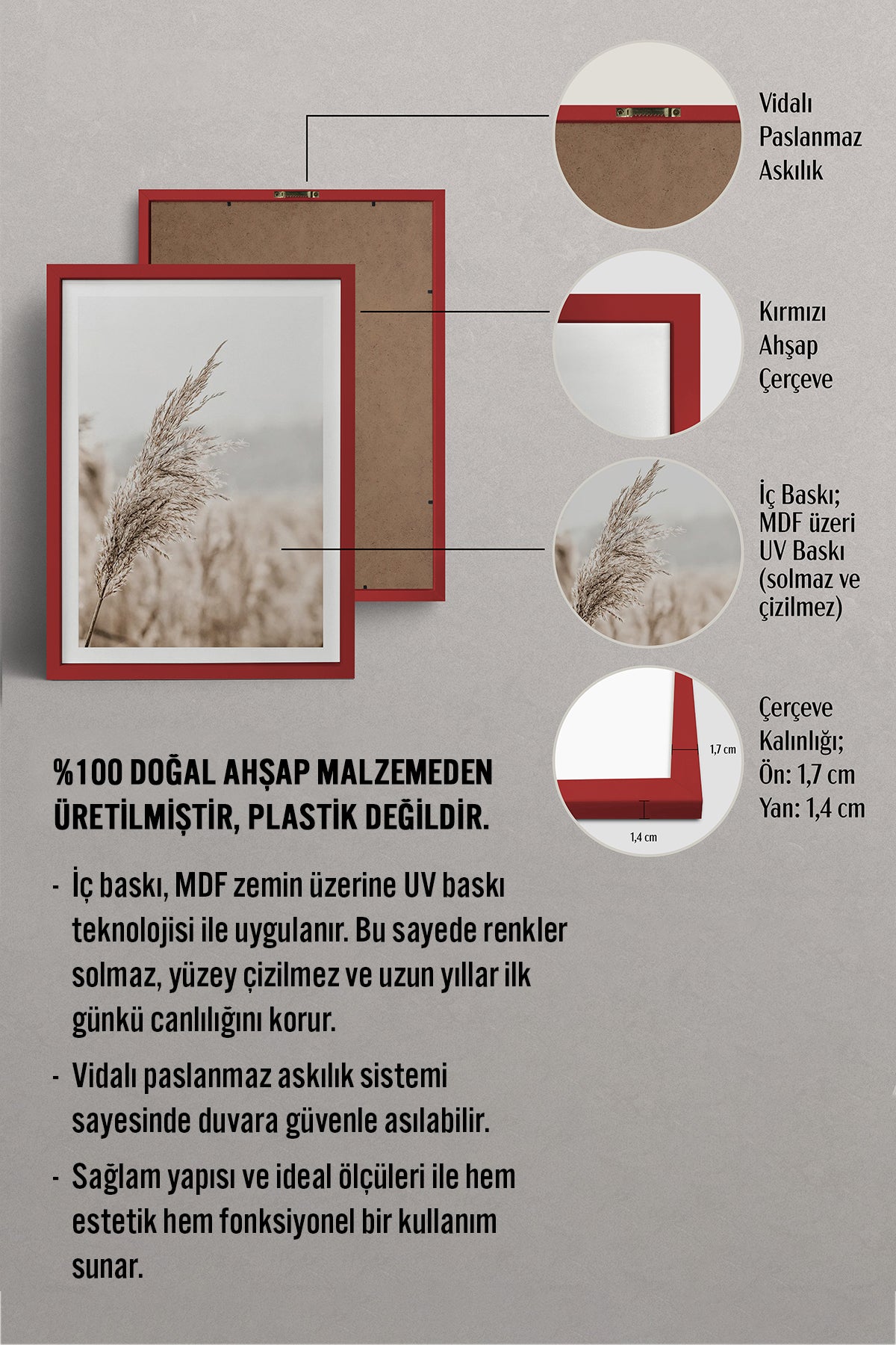 HOMEPACK Ahşap Çerçeveli Tablo Çerçeveli Poster Sanatsal Modern Duvar Dekoru BEK-8045