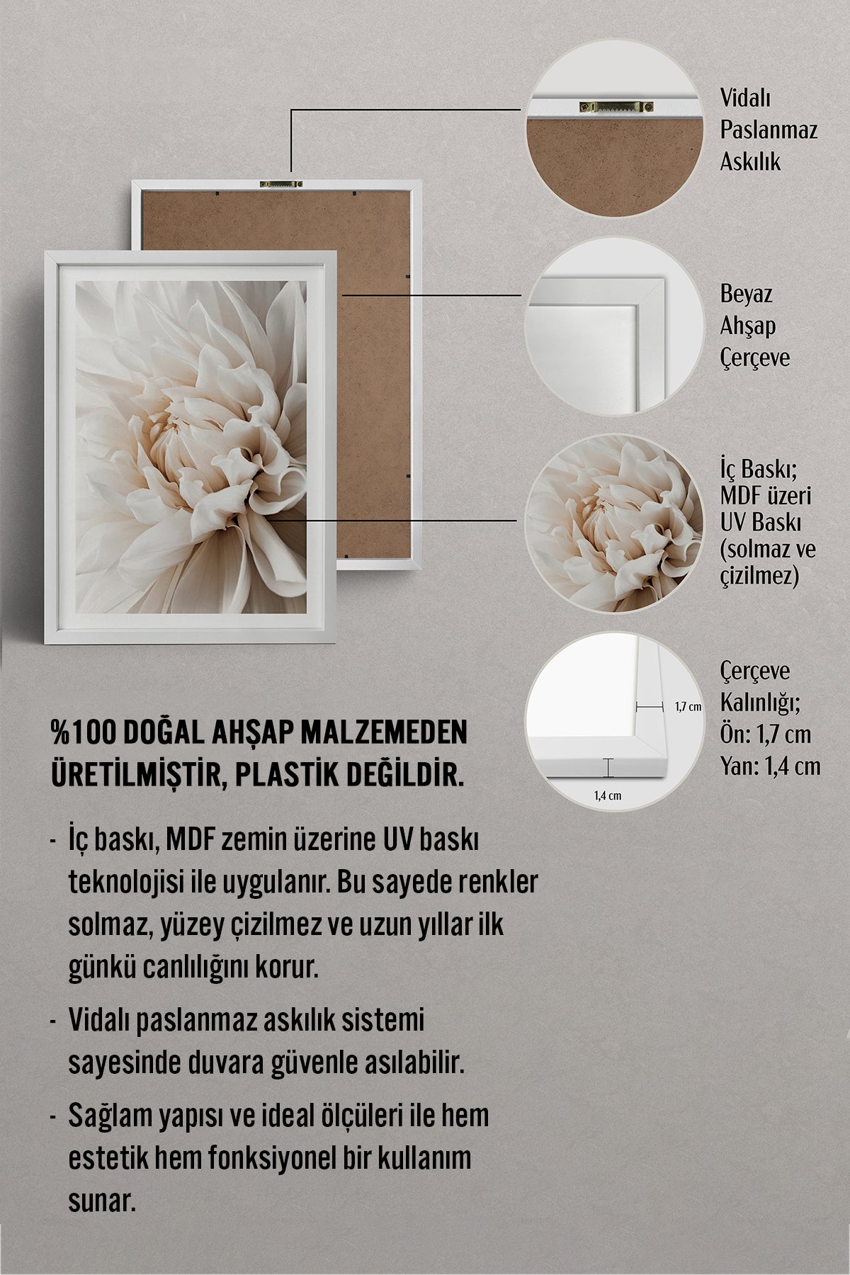 HOMEPACK Ahşap Çerçeveli Tablo Çerçeveli Poster Sanatsal Modern Duvar Dekoru BEK-8047