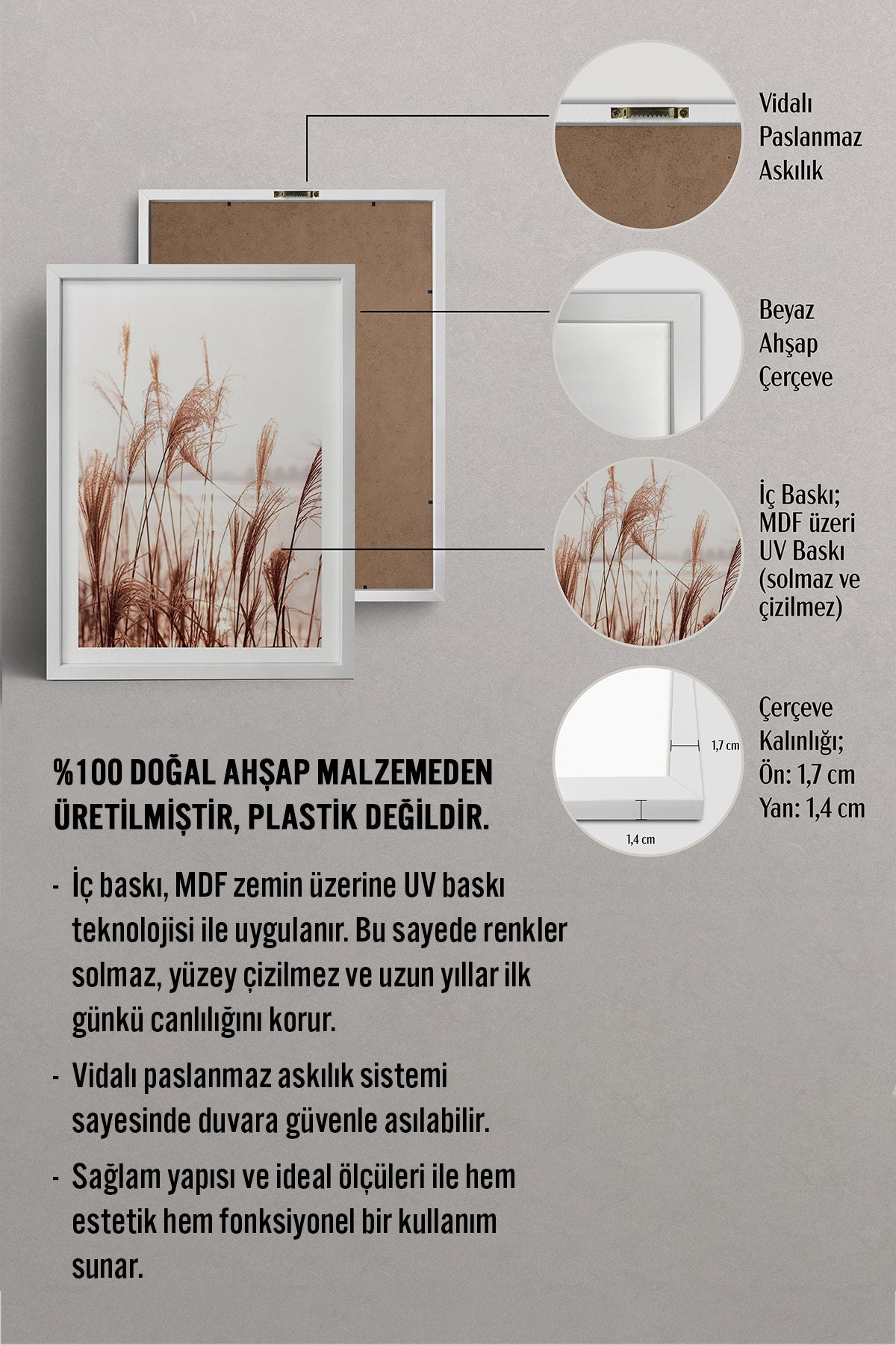 HOMEPACK Ahşap Çerçeveli Tablo Çerçeveli Poster Sanatsal Modern Duvar Dekoru BEK-8048