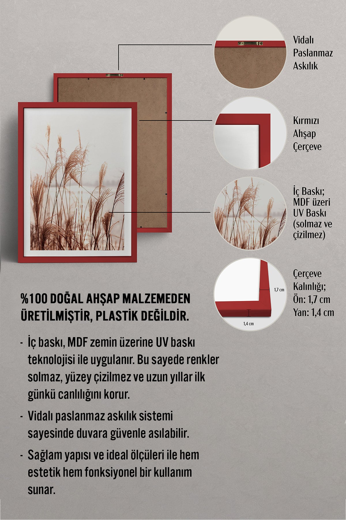 HOMEPACK Ahşap Çerçeveli Tablo Çerçeveli Poster Sanatsal Modern Duvar Dekoru BEK-8048