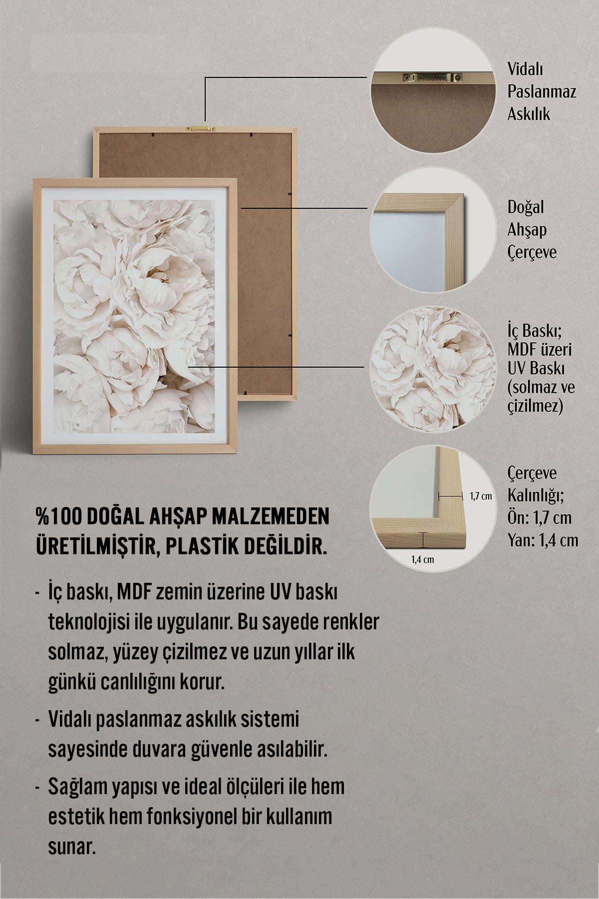 HOMEPACK Ahşap Çerçeveli Tablo Çerçeveli Poster Sanatsal Modern Duvar Dekoru BEK-8049