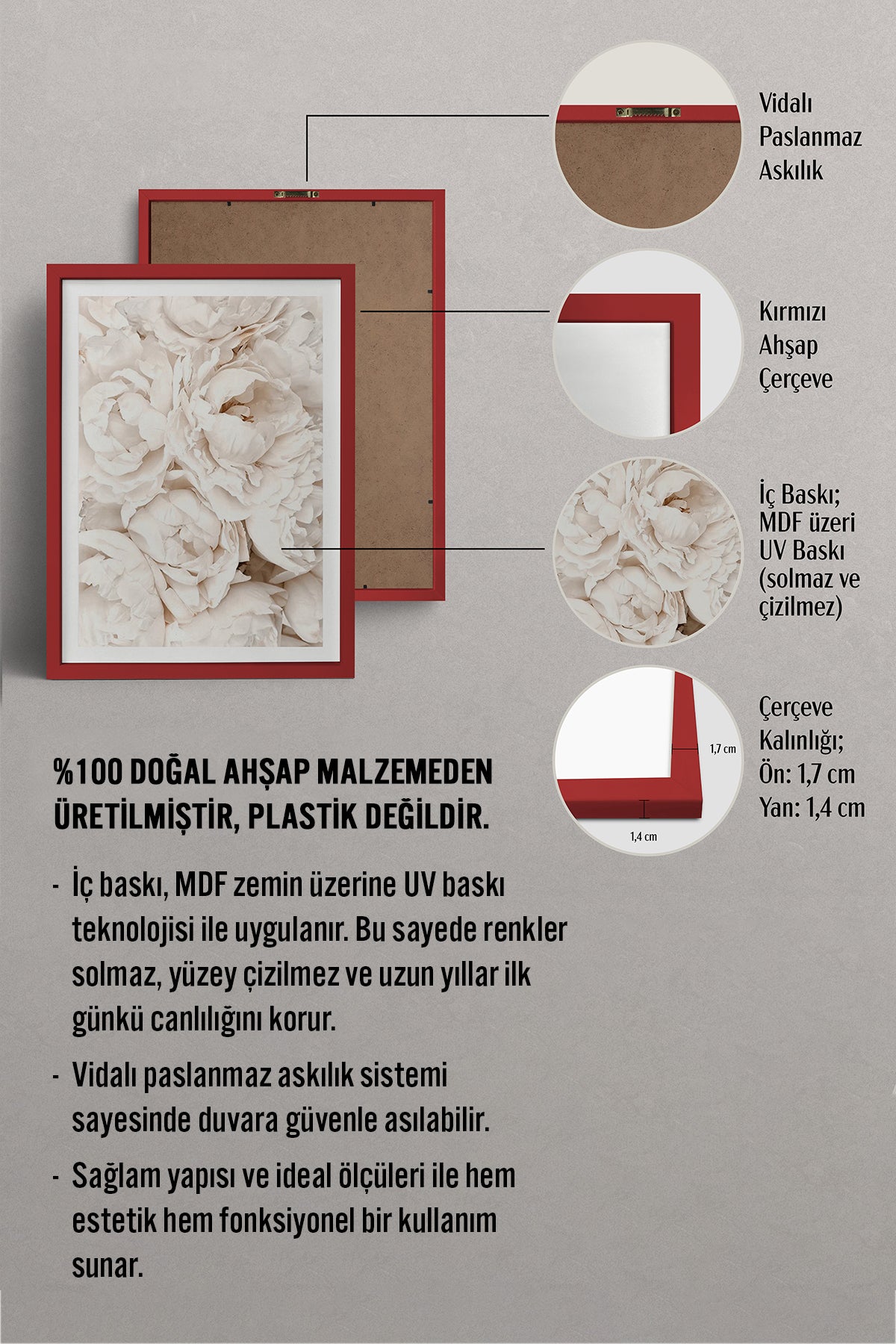 HOMEPACK Ahşap Çerçeveli Tablo Çerçeveli Poster Sanatsal Modern Duvar Dekoru BEK-8049
