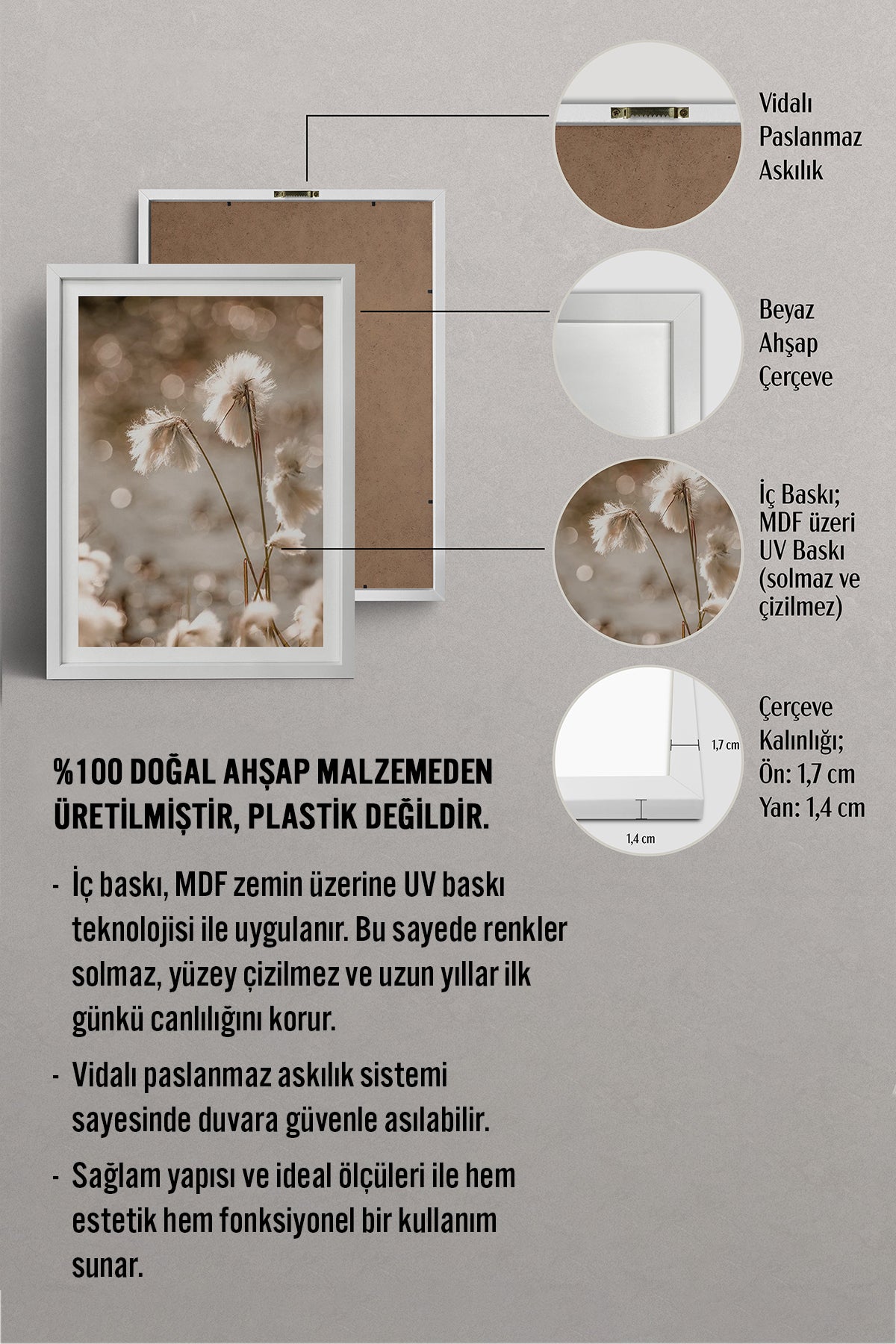 HOMEPACK Ahşap Çerçeveli Tablo Çerçeveli Poster Sanatsal Modern Duvar Dekoru BEK-8050