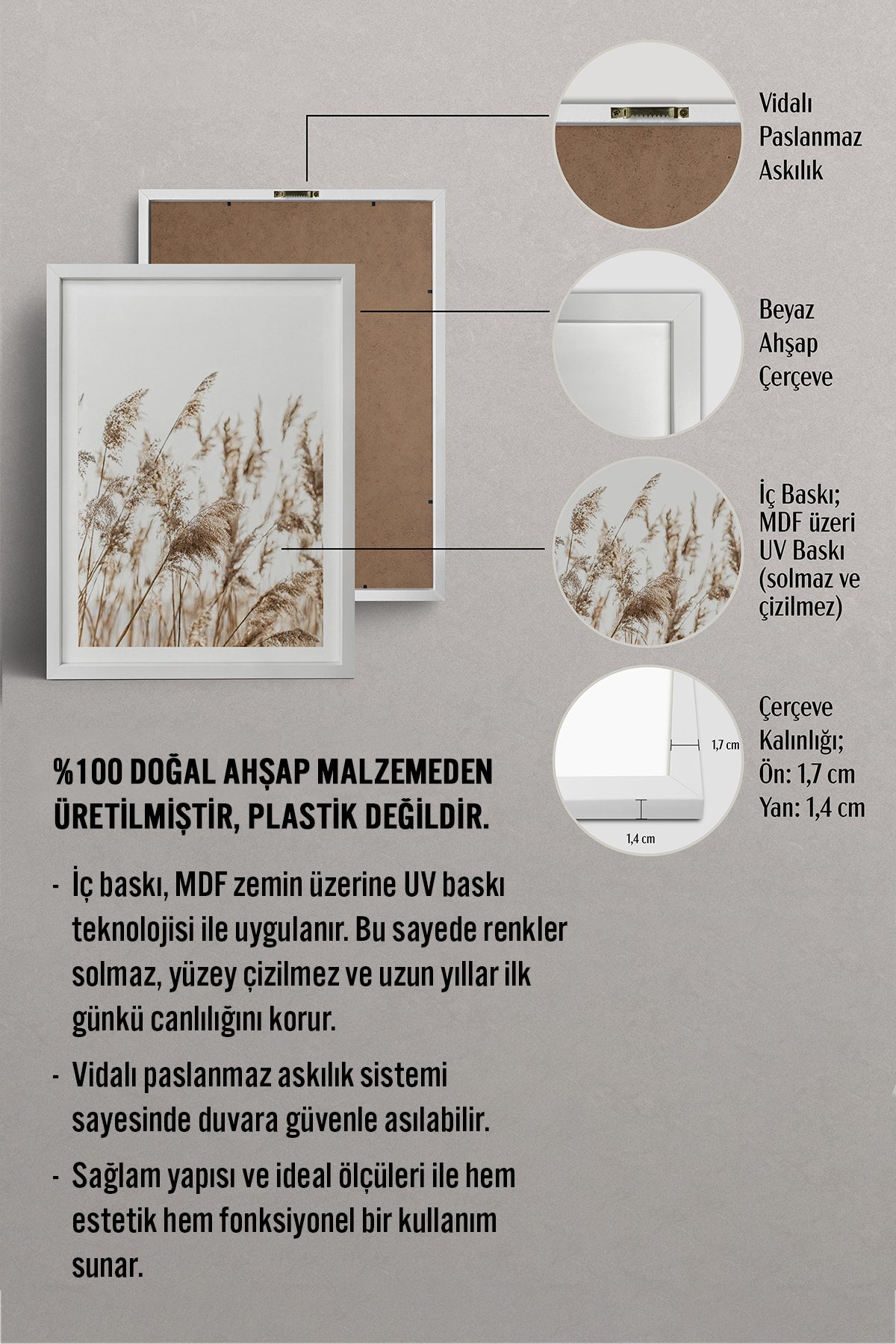 HOMEPACK Ahşap Çerçeveli Tablo Çerçeveli Poster Sanatsal Modern Duvar Dekoru BEK-8051