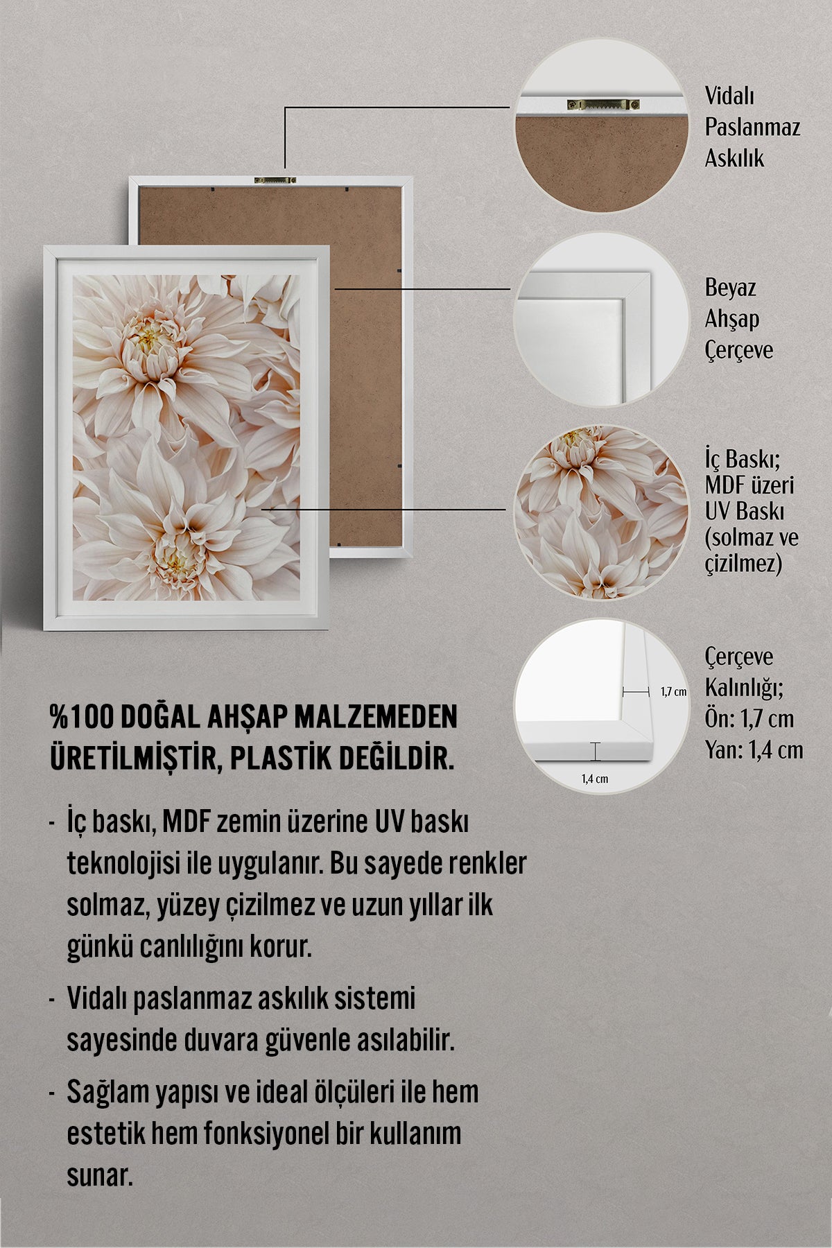 HOMEPACK Ahşap Çerçeveli Tablo Çerçeveli Poster Sanatsal Modern Duvar Dekoru BEK-8052