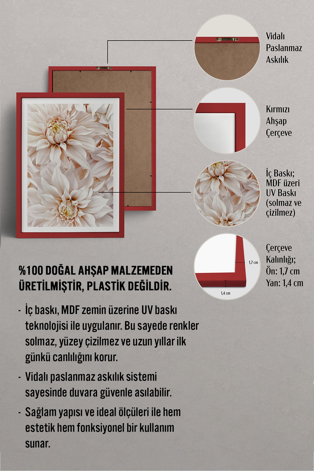 HOMEPACK Ahşap Çerçeveli Tablo Çerçeveli Poster Sanatsal Modern Duvar Dekoru BEK-8052