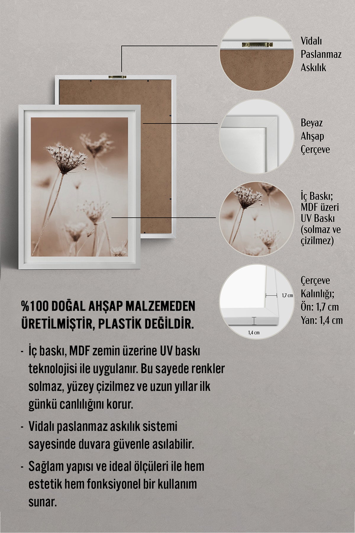 HOMEPACK Ahşap Çerçeveli Tablo Çerçeveli Poster Sanatsal Modern Duvar Dekoru BEK-8053