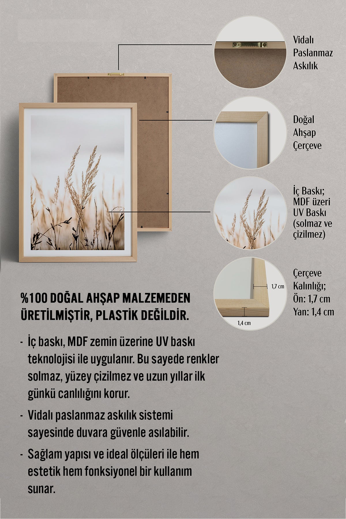HOMEPACK Ahşap Çerçeveli Tablo Çerçeveli Poster Sanatsal Modern Duvar Dekoru BEK-8054