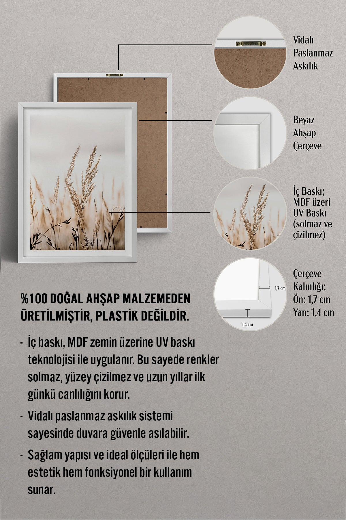 HOMEPACK Ahşap Çerçeveli Tablo Çerçeveli Poster Sanatsal Modern Duvar Dekoru BEK-8054