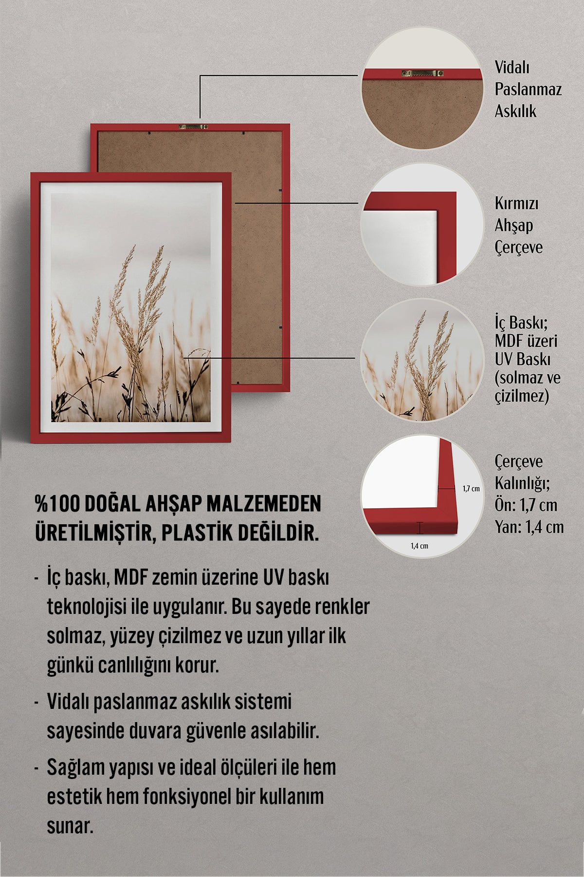 HOMEPACK Ahşap Çerçeveli Tablo Çerçeveli Poster Sanatsal Modern Duvar Dekoru BEK-8054