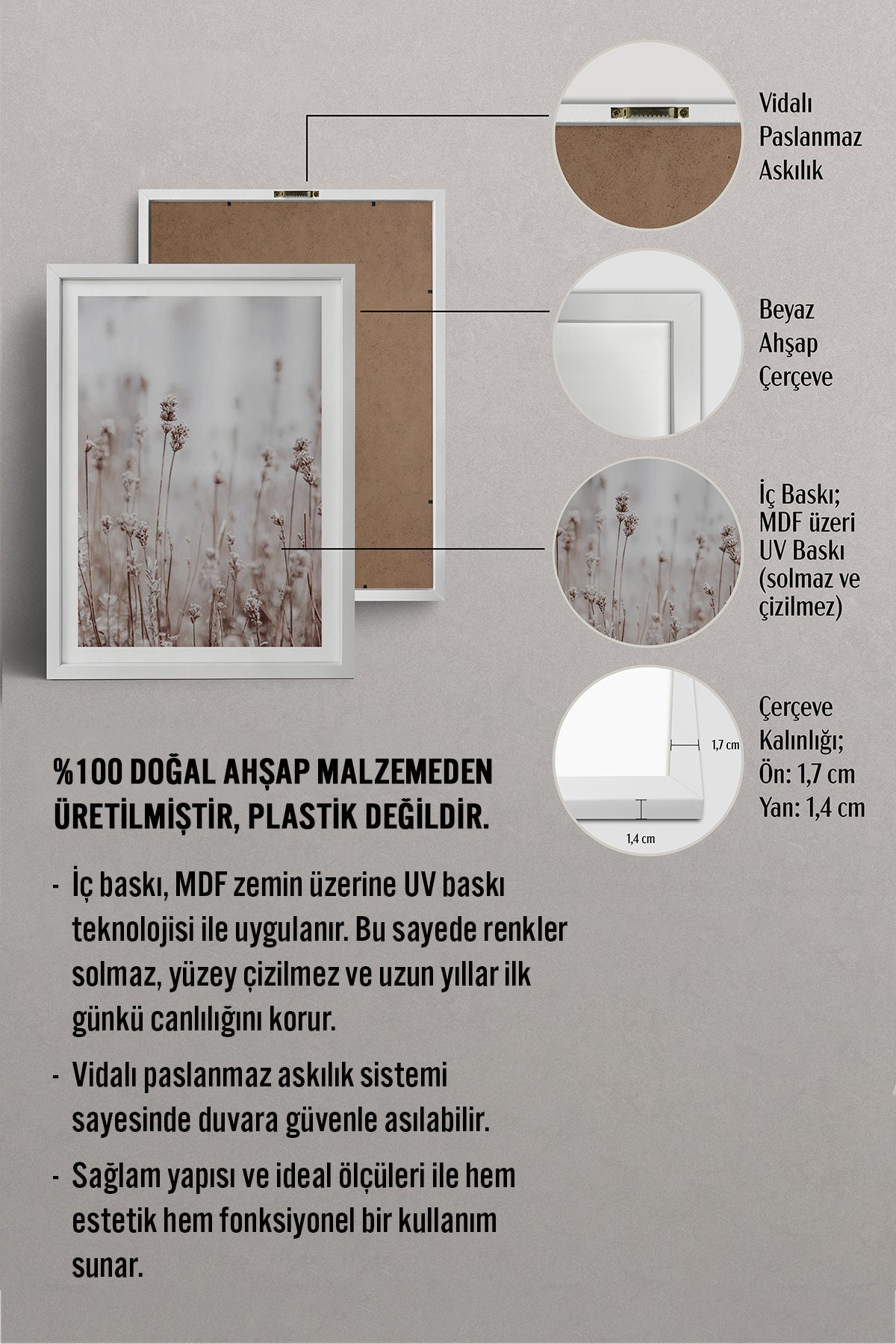 HOMEPACK Ahşap Çerçeveli Tablo Çerçeveli Poster Sanatsal Modern Duvar Dekoru BEK-8055