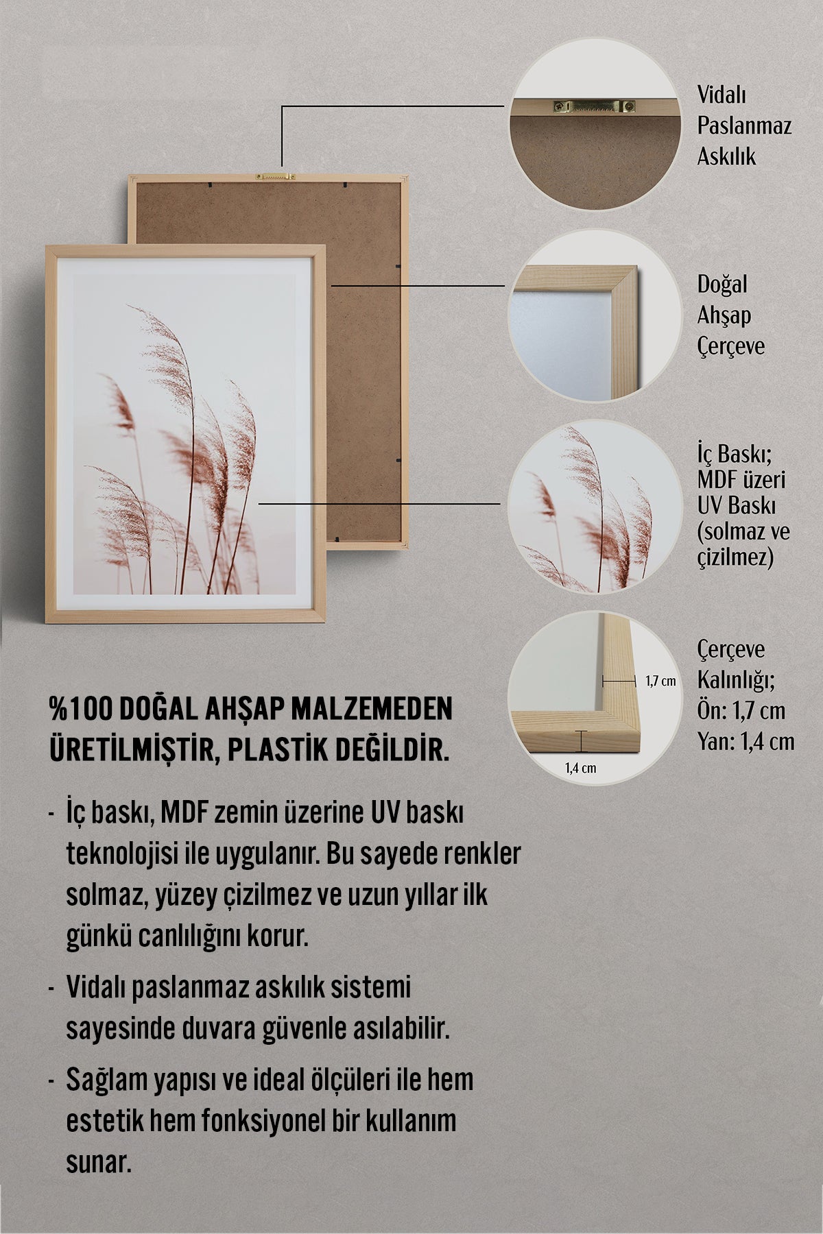 HOMEPACK Ahşap Çerçeveli Tablo Çerçeveli Poster Sanatsal Modern Duvar Dekoru BEK-8056