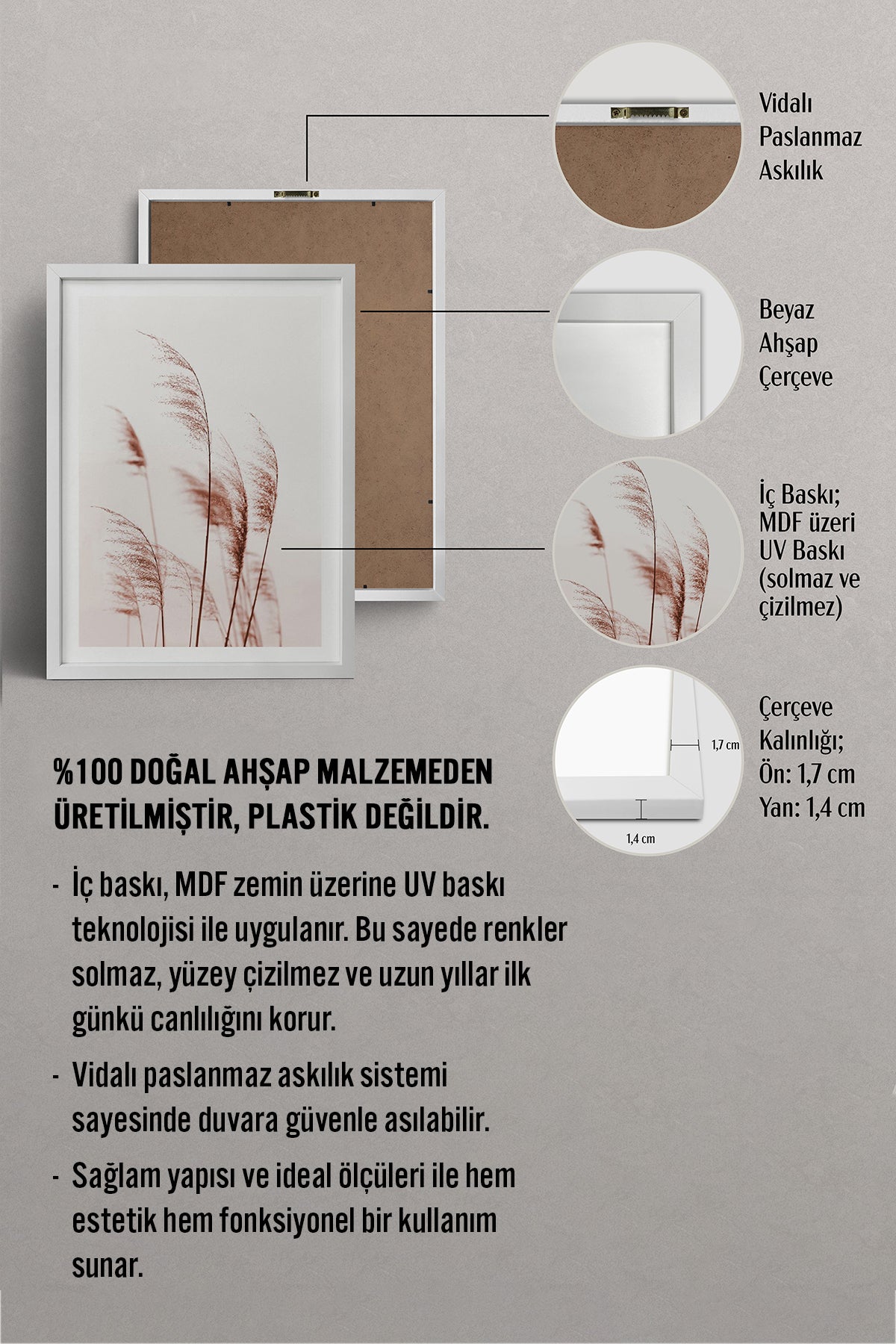 HOMEPACK Ahşap Çerçeveli Tablo Çerçeveli Poster Sanatsal Modern Duvar Dekoru BEK-8056