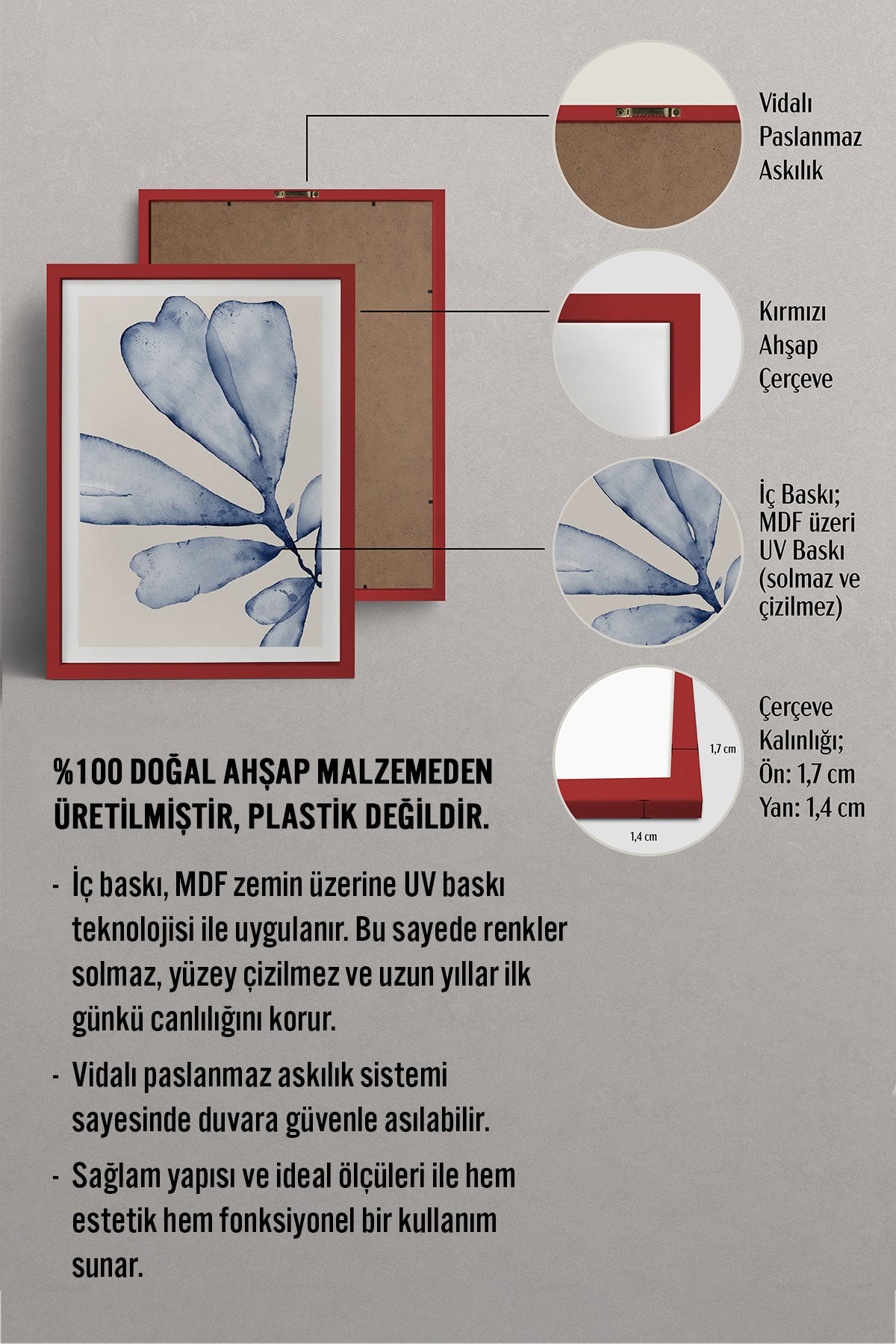 HOMEPACK Ahşap Çerçeveli Tablo Çerçeveli Poster Sanatsal Modern Duvar Dekoru BEK-8057