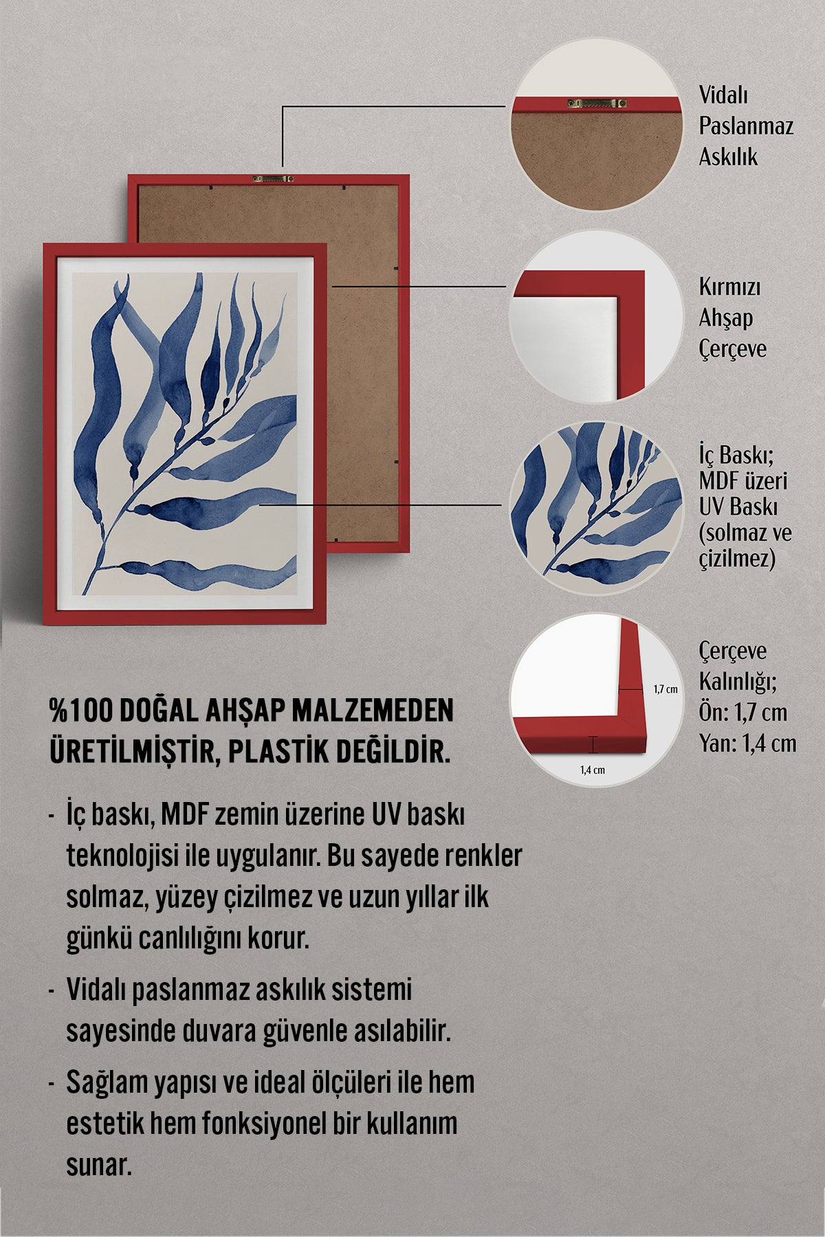HOMEPACK Ahşap Çerçeveli Tablo Çerçeveli Poster Sanatsal Modern Duvar Dekoru BEK-8058