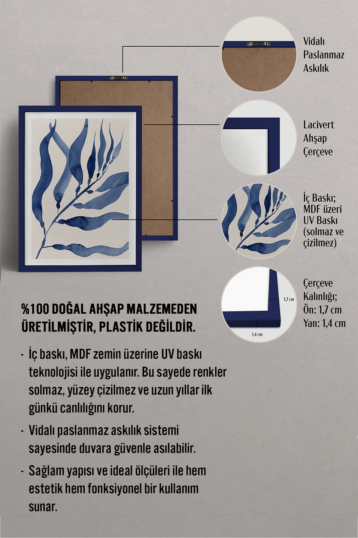 HOMEPACK Ahşap Çerçeveli Tablo Çerçeveli Poster Sanatsal Modern Duvar Dekoru BEK-8058