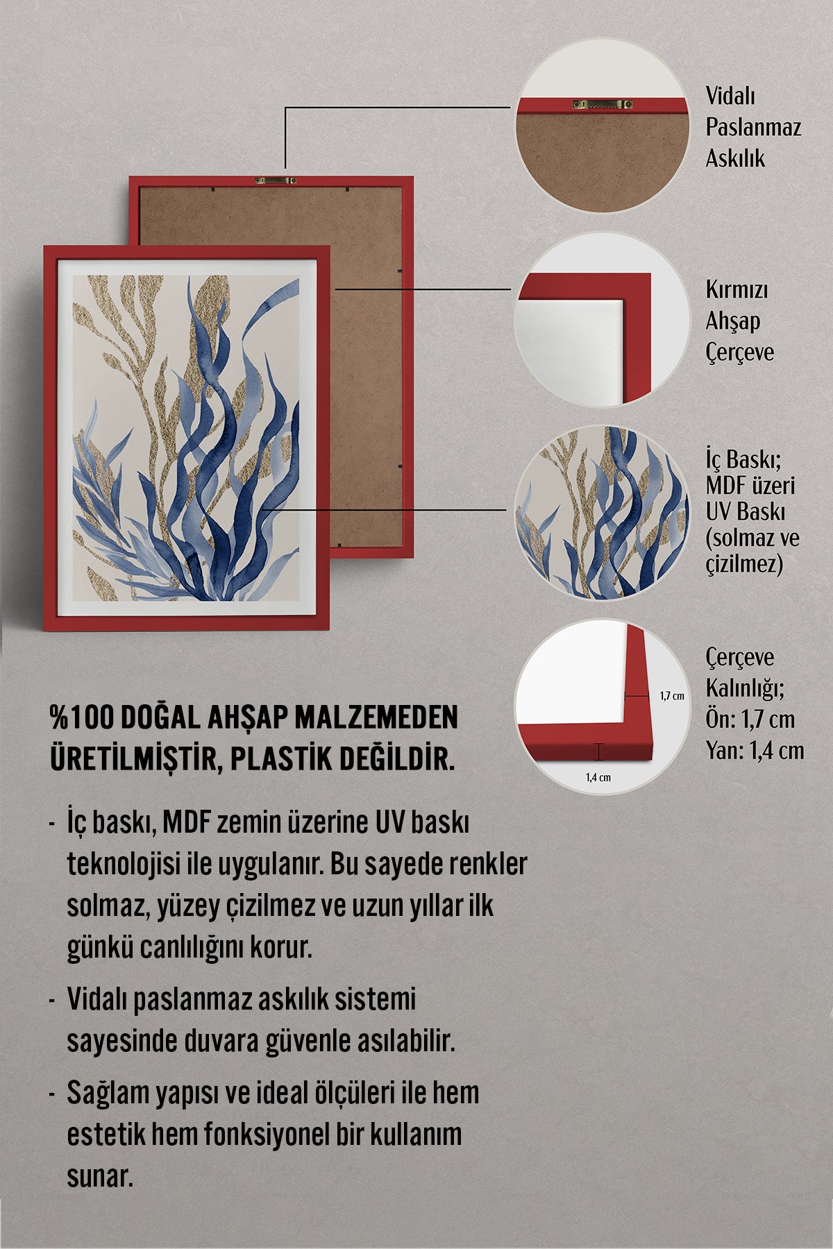 HOMEPACK Ahşap Çerçeveli Tablo Çerçeveli Poster Sanatsal Modern Duvar Dekoru BEK-8059