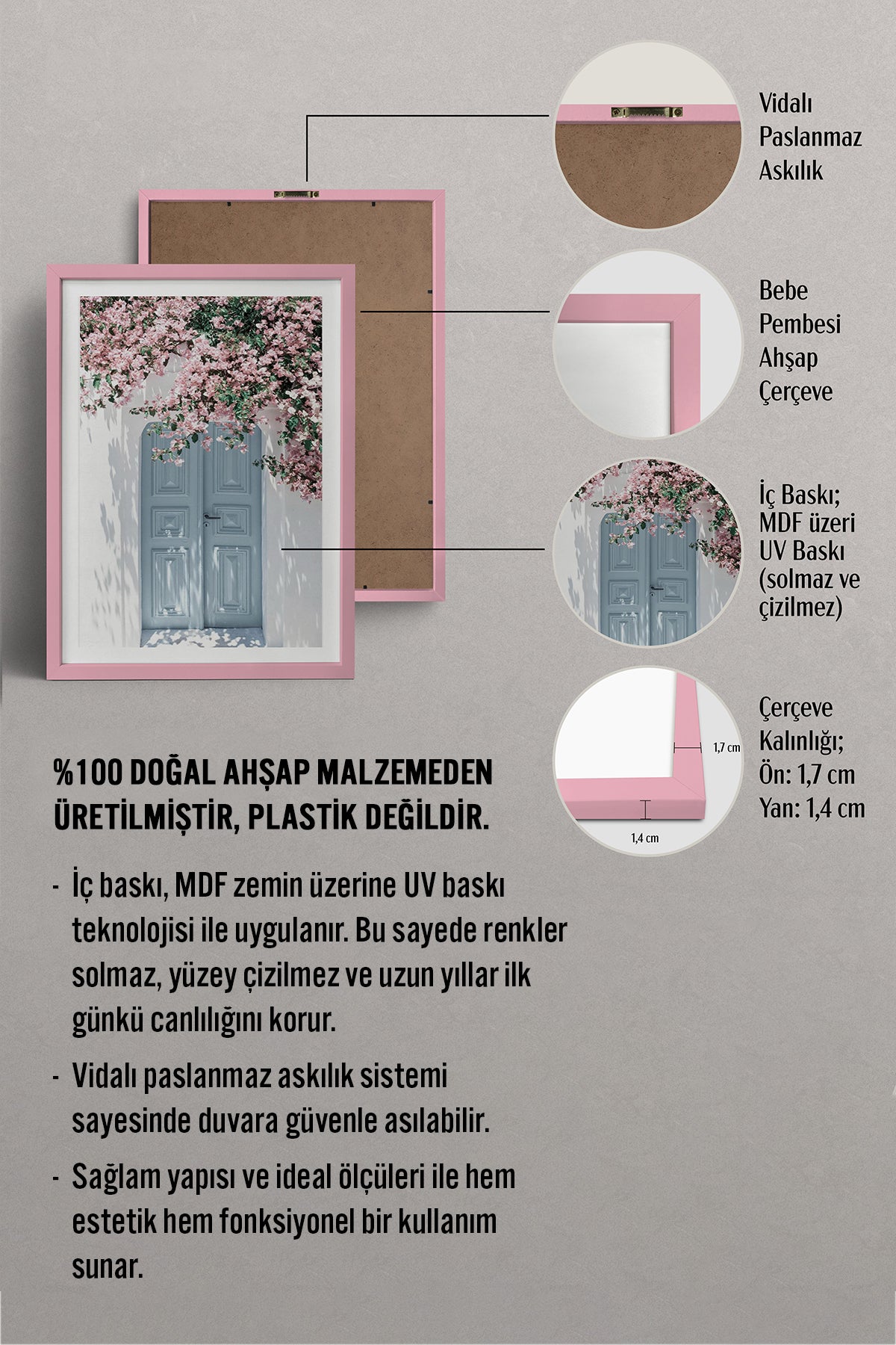 HOMEPACK Ahşap Çerçeveli Tablo Çerçeveli Poster Sanatsal Modern Duvar Dekoru BEK-8060