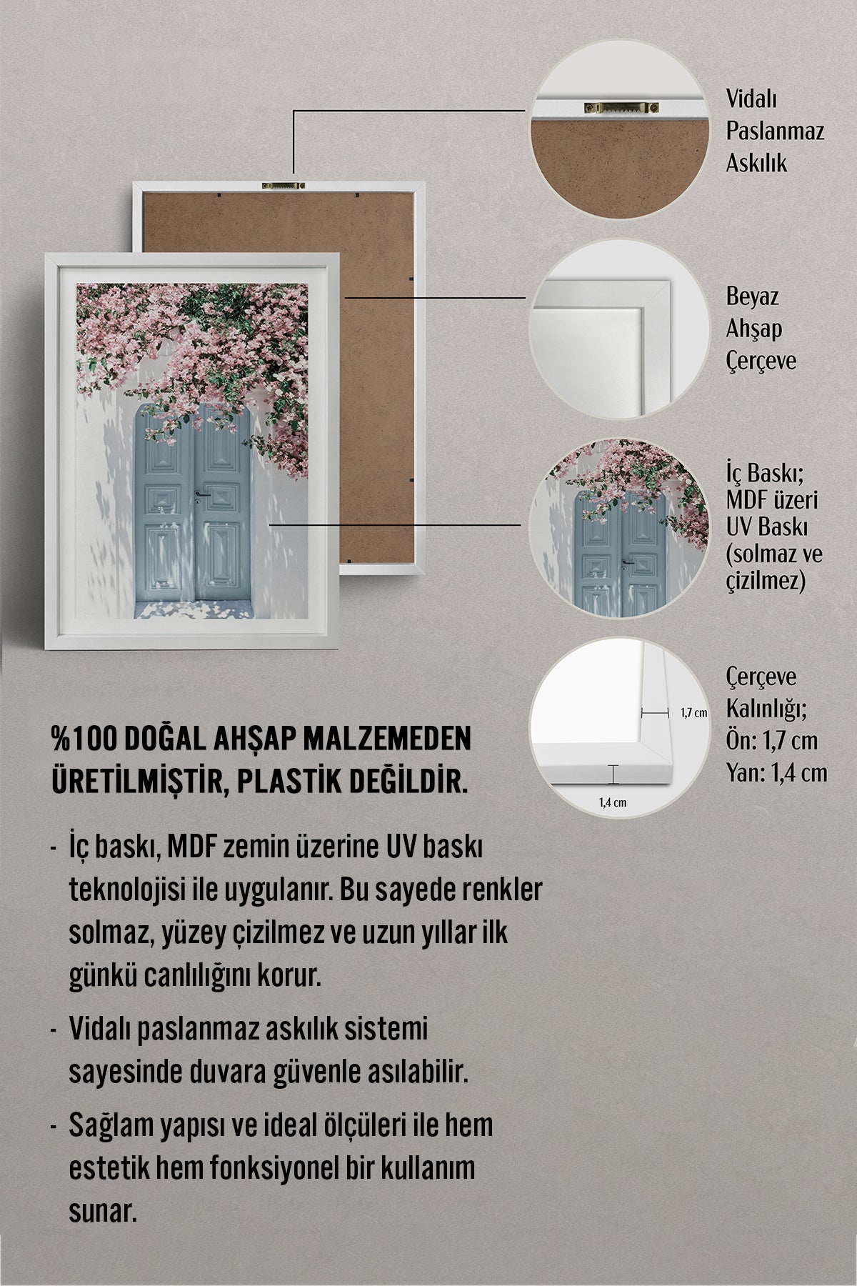 HOMEPACK Ahşap Çerçeveli Tablo Çerçeveli Poster Sanatsal Modern Duvar Dekoru BEK-8060