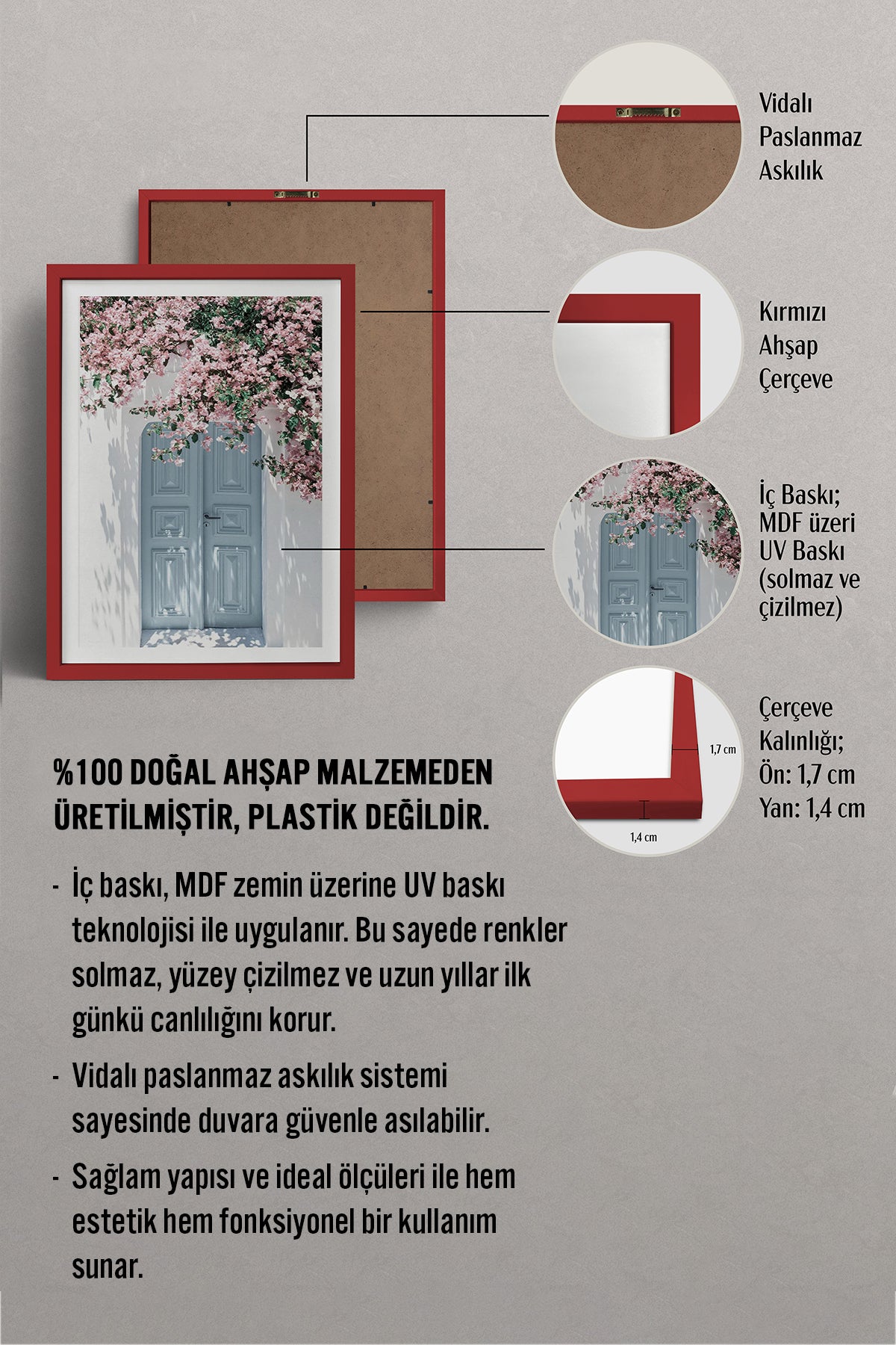 HOMEPACK Ahşap Çerçeveli Tablo Çerçeveli Poster Sanatsal Modern Duvar Dekoru BEK-8060