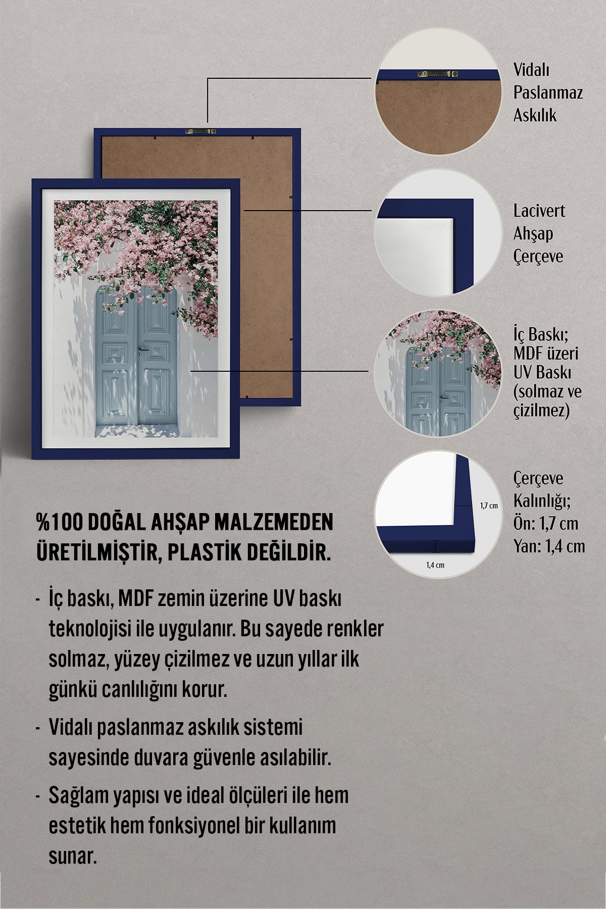 HOMEPACK Ahşap Çerçeveli Tablo Çerçeveli Poster Sanatsal Modern Duvar Dekoru BEK-8060