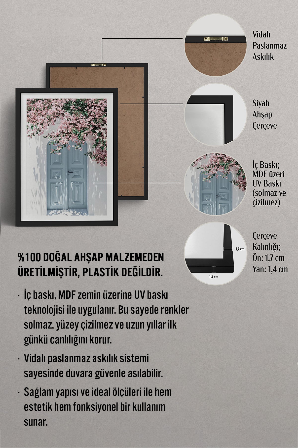 HOMEPACK Ahşap Çerçeveli Tablo Çerçeveli Poster Sanatsal Modern Duvar Dekoru BEK-8060