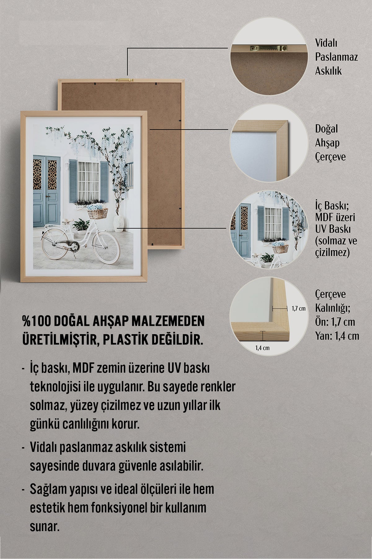 HOMEPACK Ahşap Çerçeveli Tablo Çerçeveli Poster Sanatsal Modern Duvar Dekoru BEK-8061