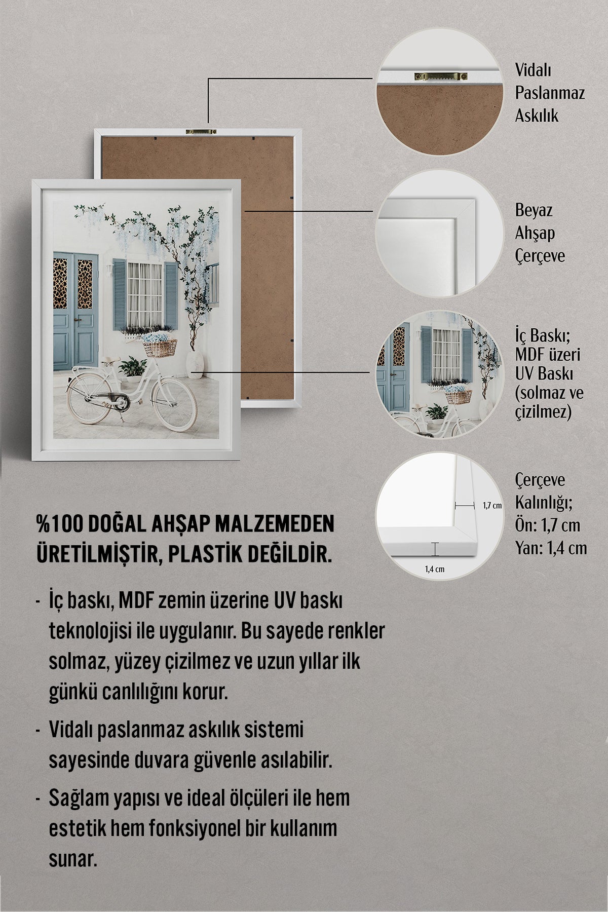 HOMEPACK Ahşap Çerçeveli Tablo Çerçeveli Poster Sanatsal Modern Duvar Dekoru BEK-8061