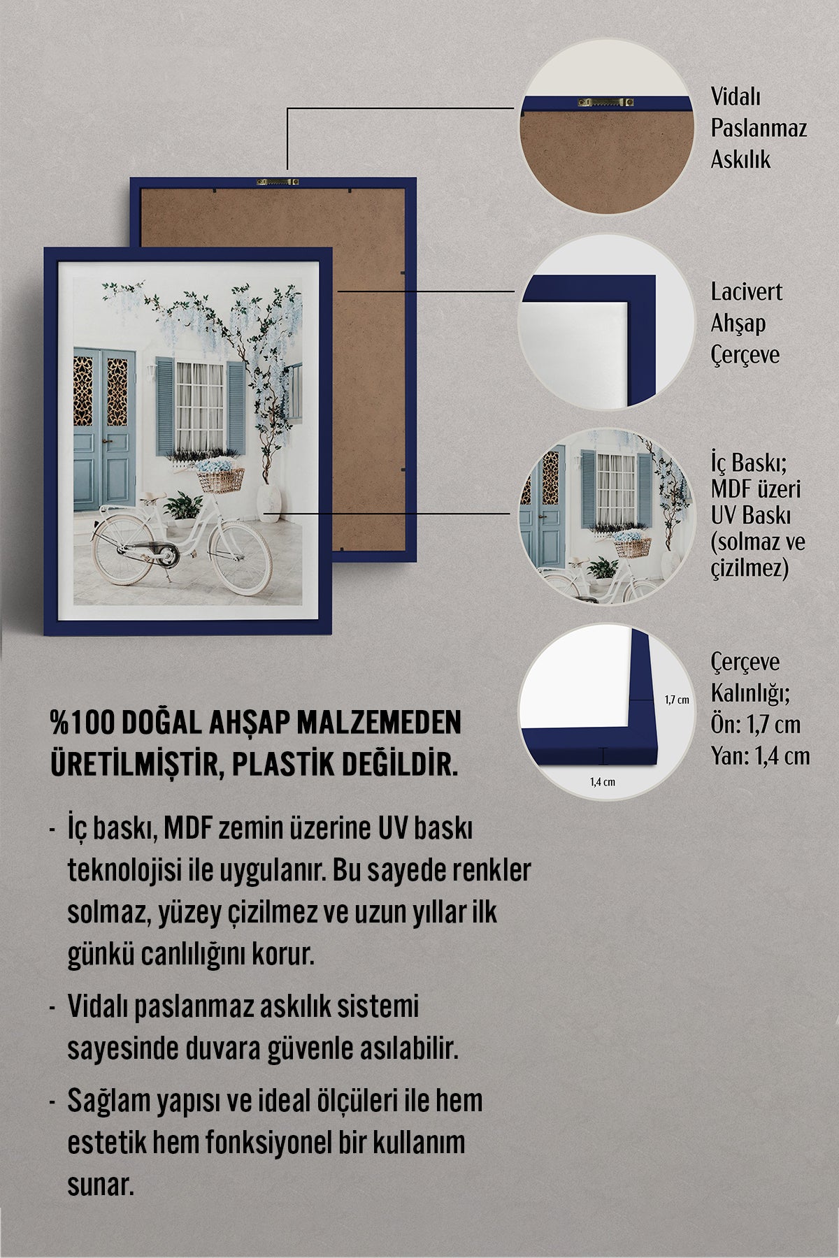 HOMEPACK Ahşap Çerçeveli Tablo Çerçeveli Poster Sanatsal Modern Duvar Dekoru BEK-8061