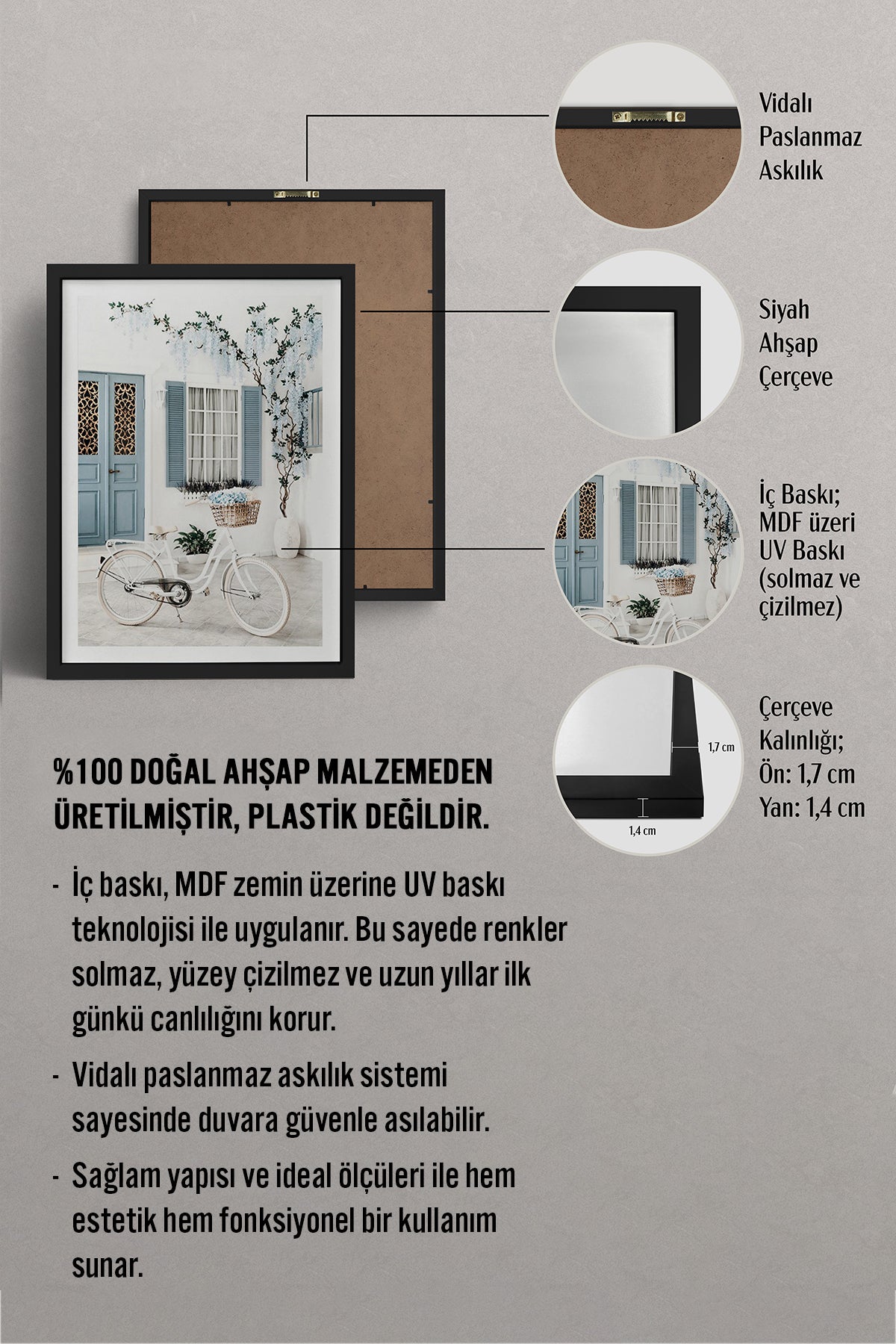 HOMEPACK Ahşap Çerçeveli Tablo Çerçeveli Poster Sanatsal Modern Duvar Dekoru BEK-8061