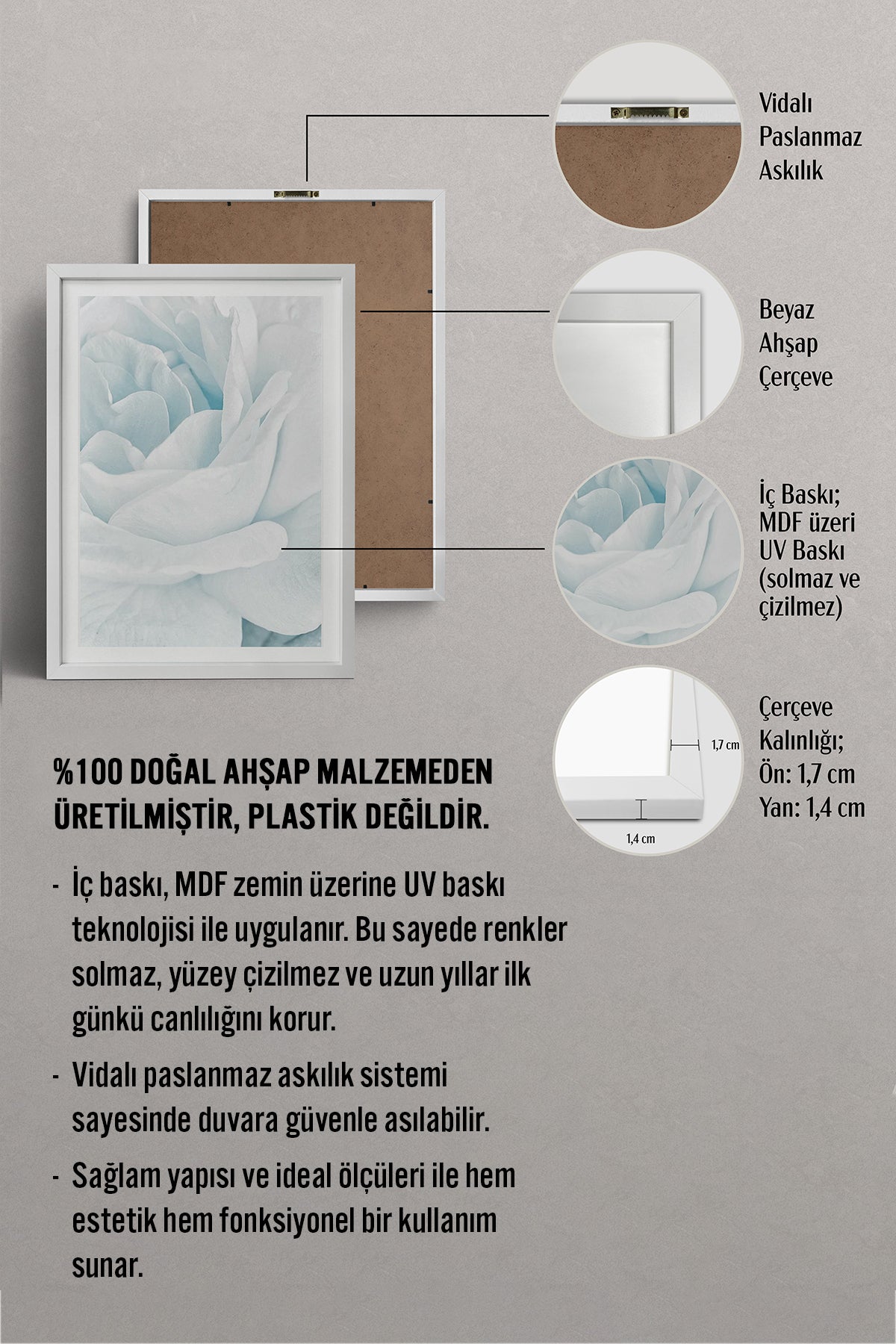 HOMEPACK Ahşap Çerçeveli Tablo Çerçeveli Poster Sanatsal Modern Duvar Dekoru BEK-8062