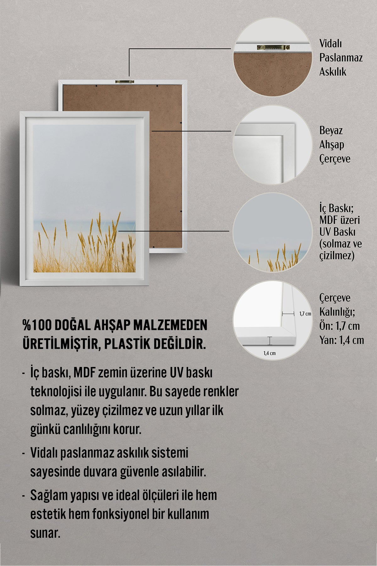 HOMEPACK Ahşap Çerçeveli Tablo Çerçeveli Poster Sanatsal Modern Duvar Dekoru BEK-8063