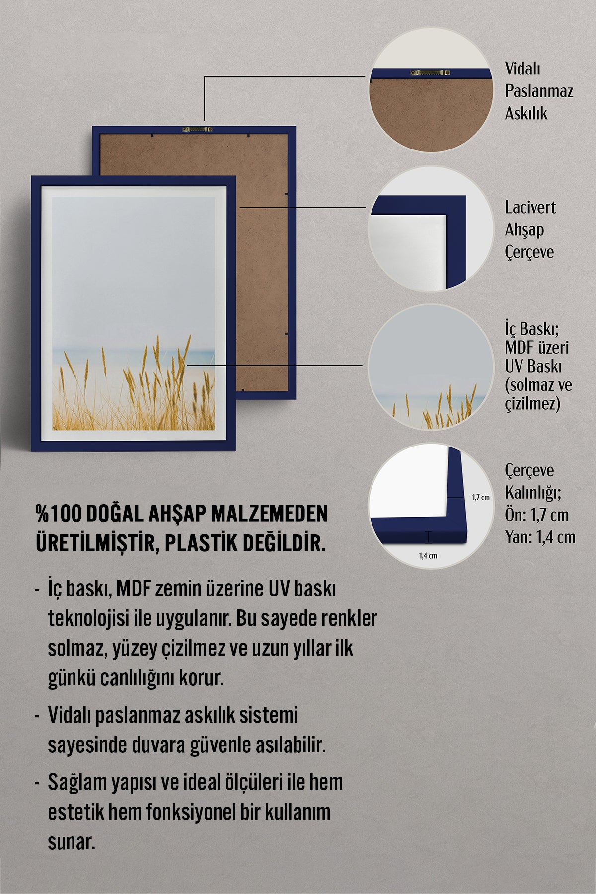 HOMEPACK Ahşap Çerçeveli Tablo Çerçeveli Poster Sanatsal Modern Duvar Dekoru BEK-8063