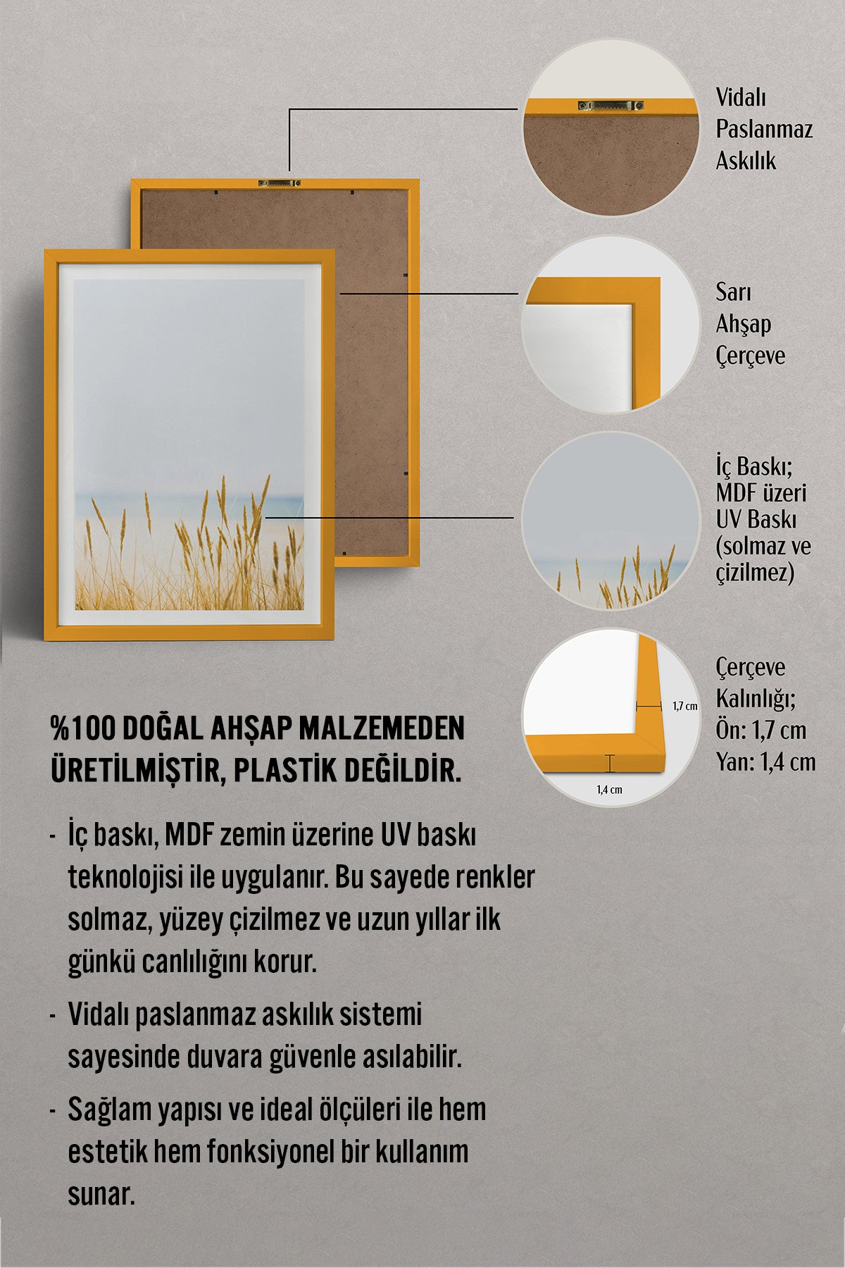 HOMEPACK Ahşap Çerçeveli Tablo Çerçeveli Poster Sanatsal Modern Duvar Dekoru BEK-8063