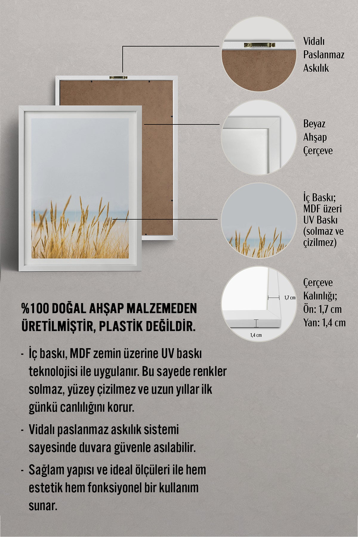 HOMEPACK Ahşap Çerçeveli Tablo Çerçeveli Poster Sanatsal Modern Duvar Dekoru BEK-8064