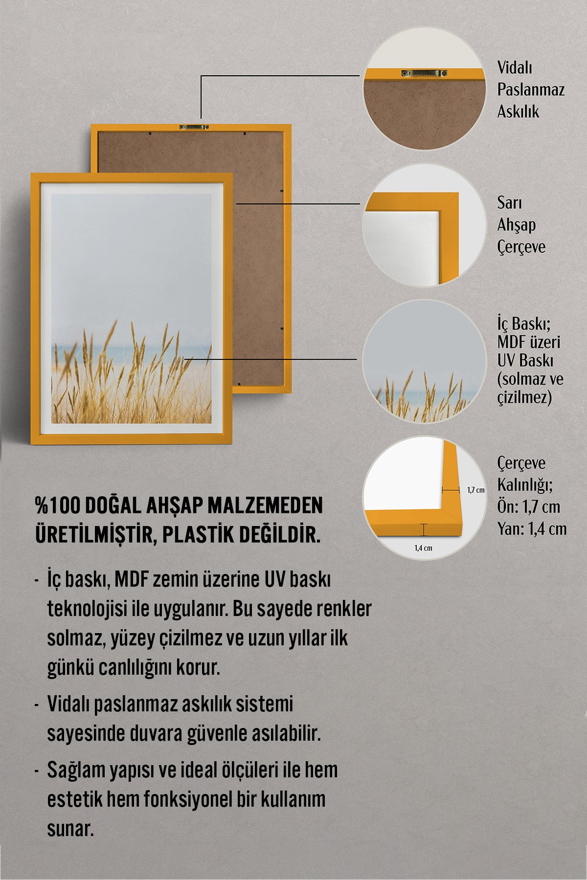 HOMEPACK Ahşap Çerçeveli Tablo Çerçeveli Poster Sanatsal Modern Duvar Dekoru BEK-8064