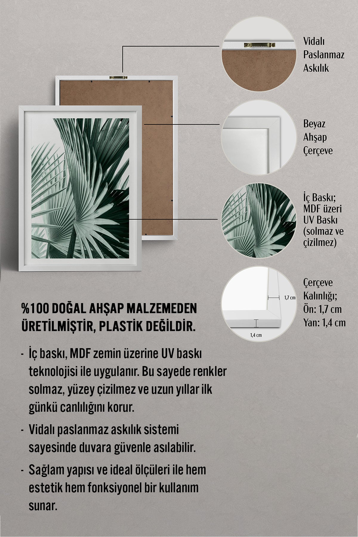 HOMEPACK Ahşap Çerçeveli Tablo Çerçeveli Poster Sanatsal Modern Duvar Dekoru BEK-8065