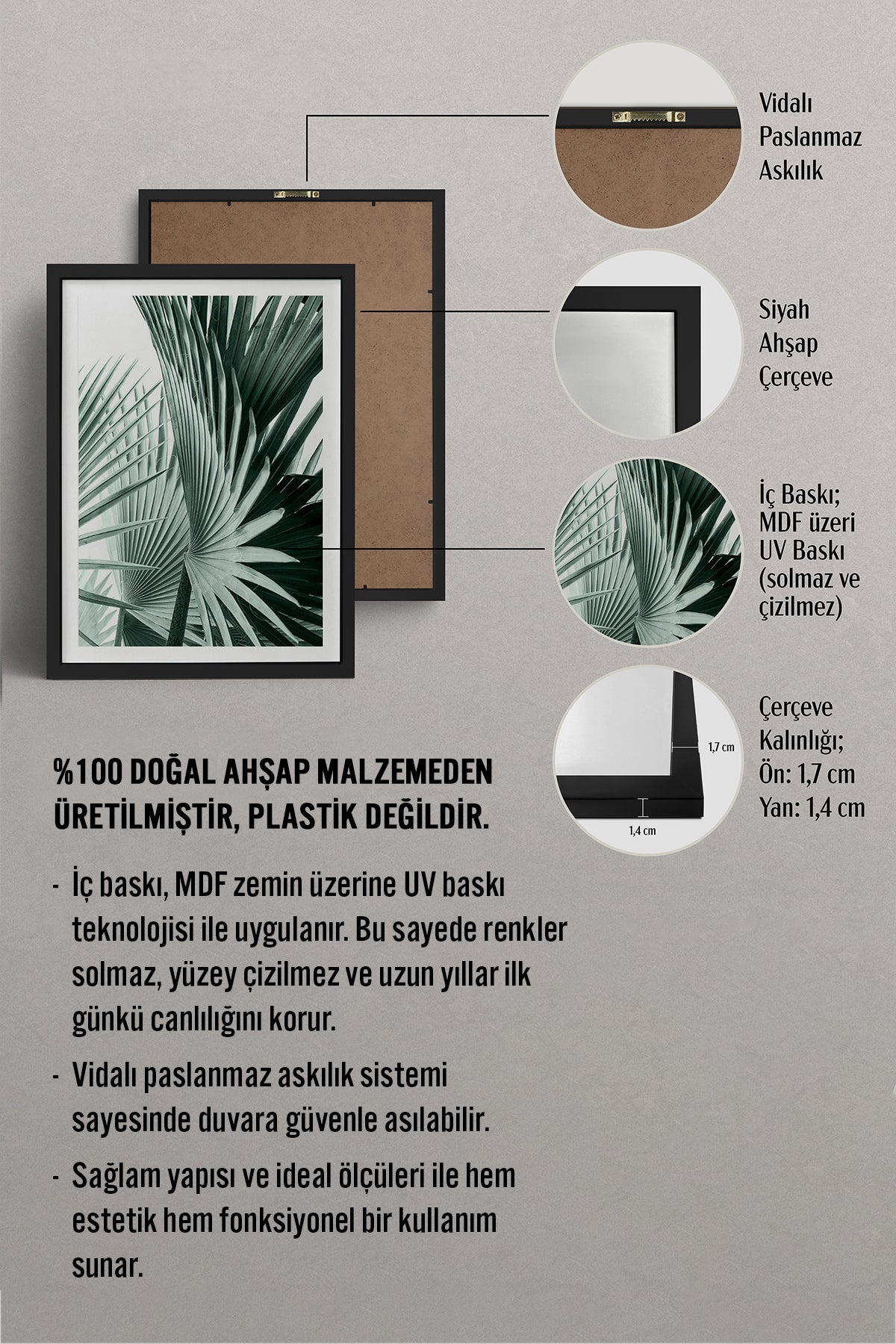 HOMEPACK Ahşap Çerçeveli Tablo Çerçeveli Poster Sanatsal Modern Duvar Dekoru BEK-8065