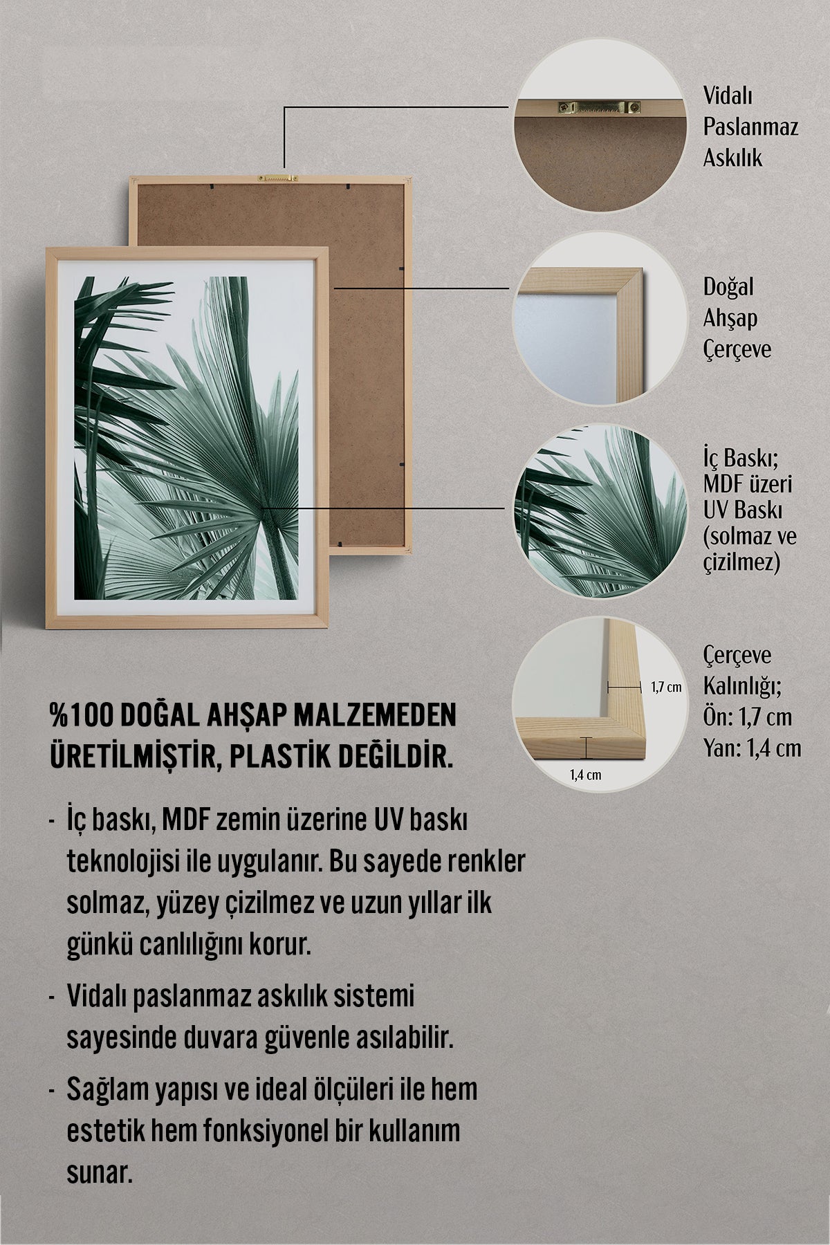 HOMEPACK Ahşap Çerçeveli Tablo Çerçeveli Poster Sanatsal Modern Duvar Dekoru BEK-8066