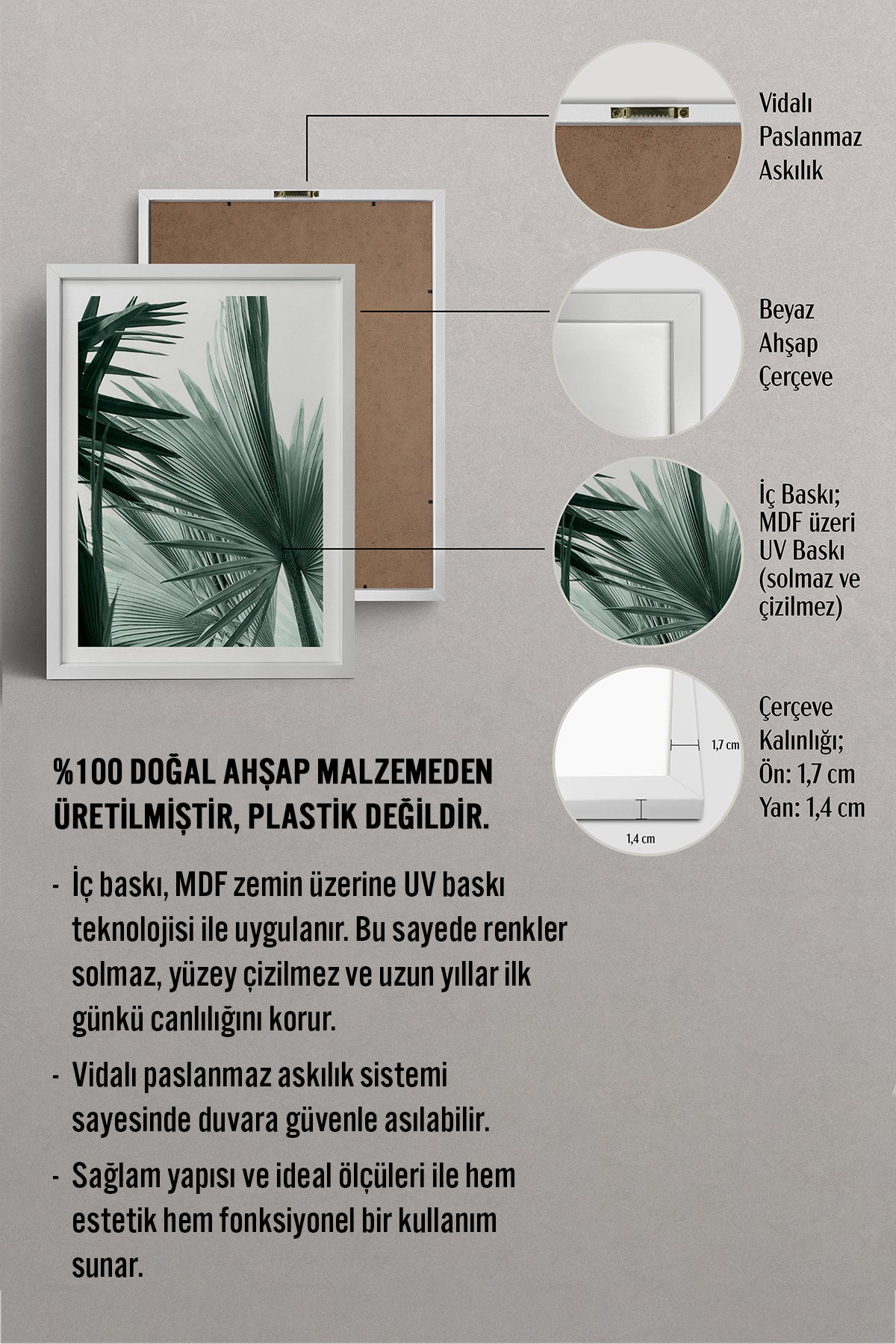 HOMEPACK Ahşap Çerçeveli Tablo Çerçeveli Poster Sanatsal Modern Duvar Dekoru BEK-8066